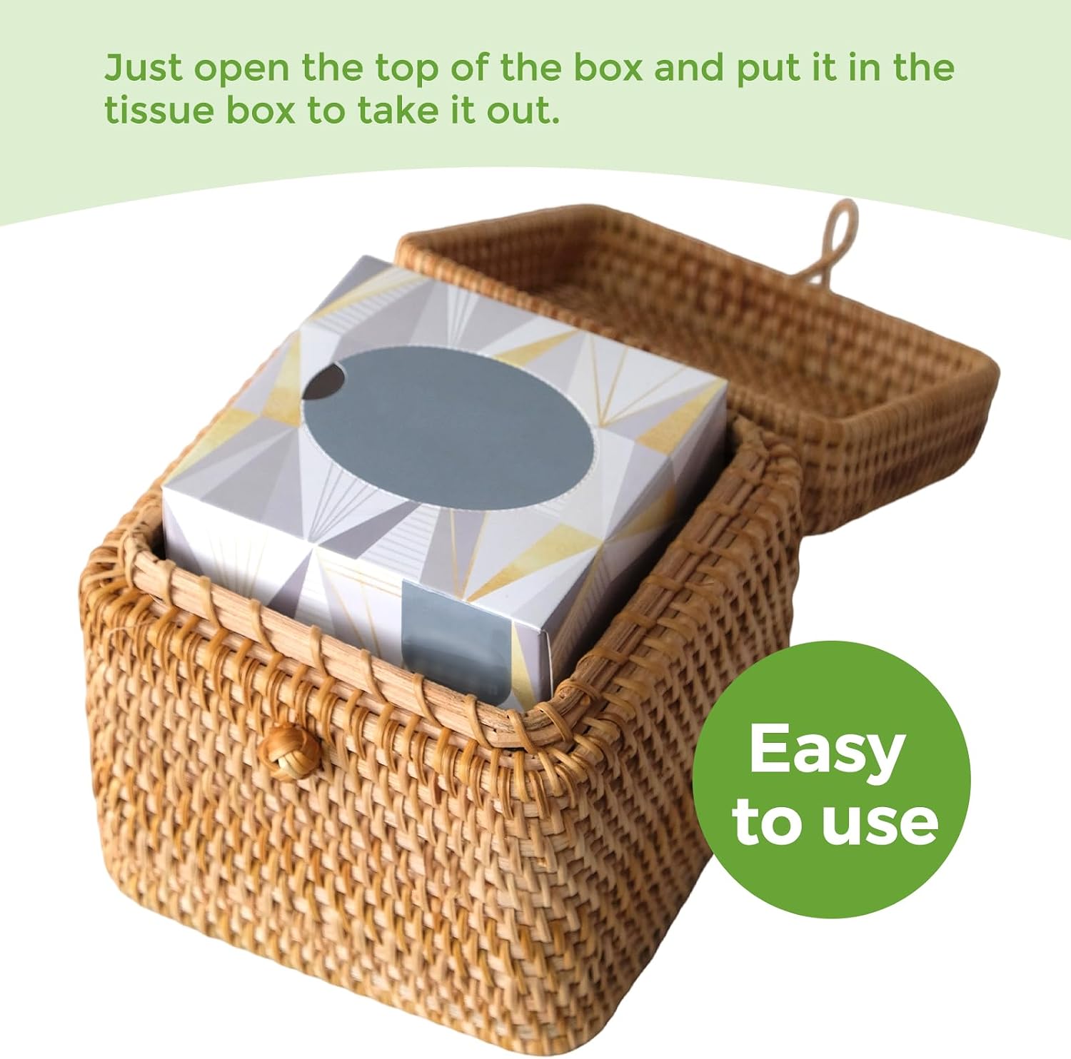 Rattan Tissue Box Cover Square