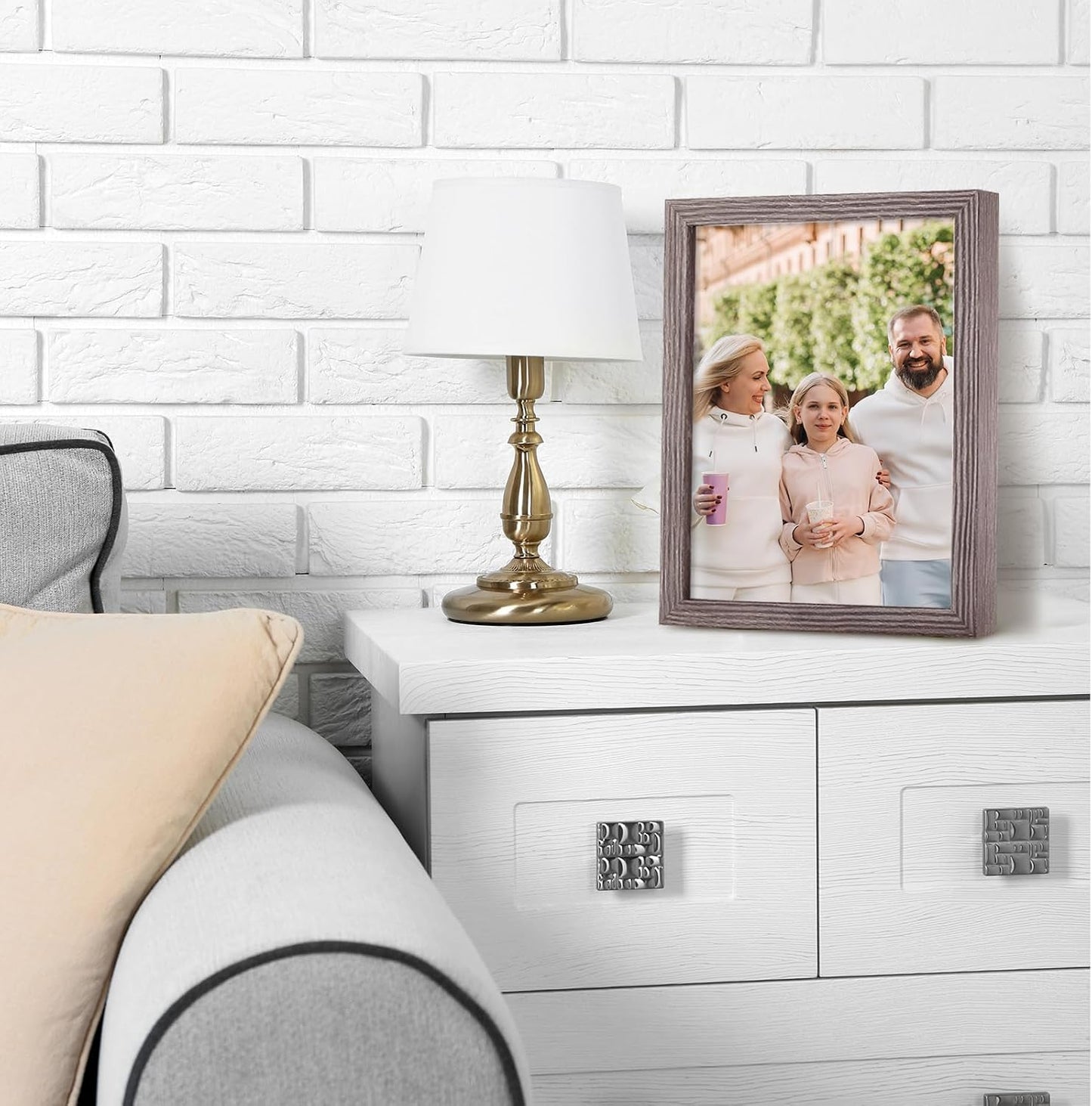 Muzilife 8x10 Shadow Box 3D Picture Frames, Glass, 3 Pack, Texture Gray | FSC-Certified MDF | With Stand | Tabletop or