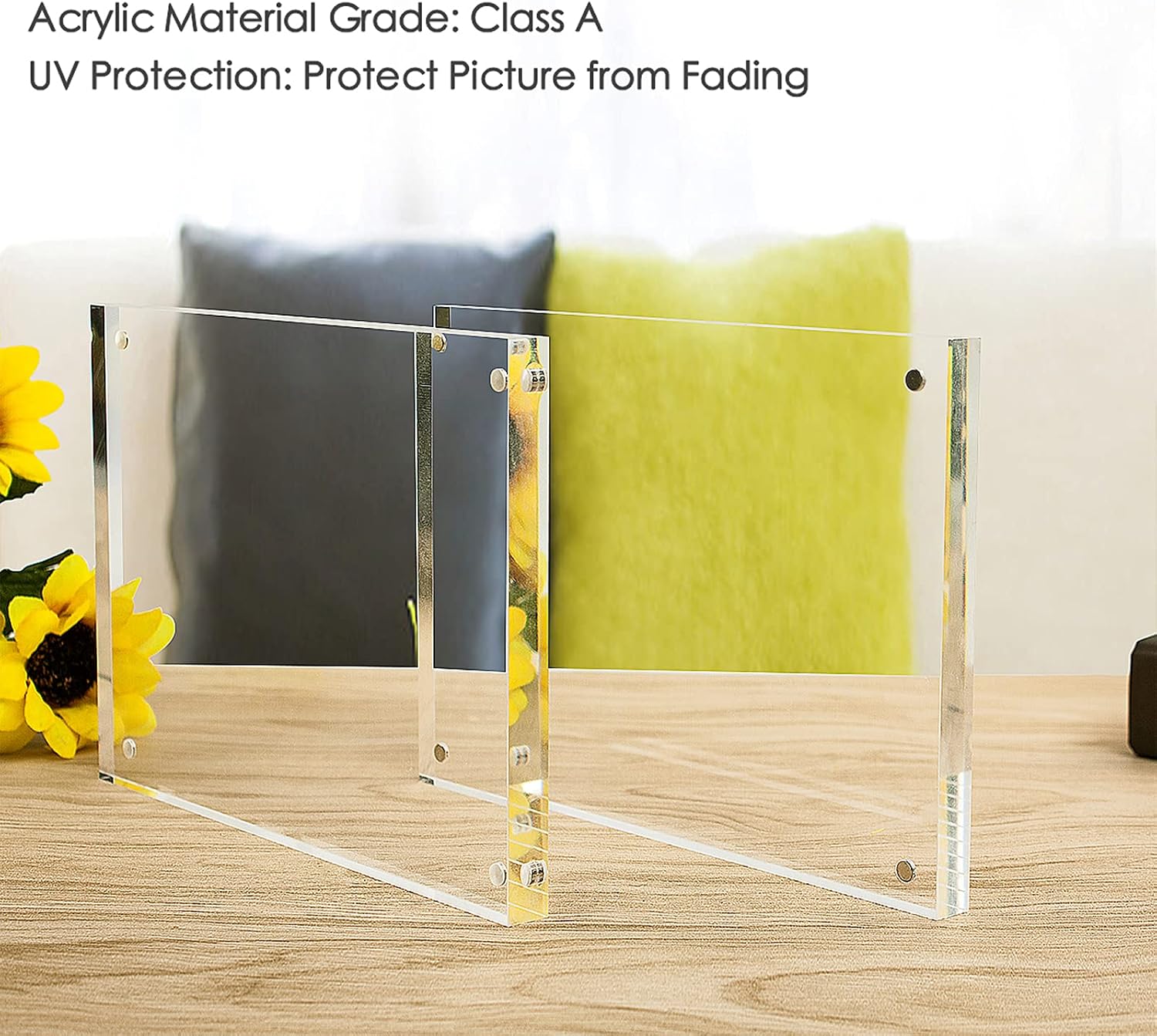 NIUBEE 5x7 Acrylic Picture Frame 3 Packs, Photo Frame 20% Thicker Block | Shatterproof &Safe, 95% High Transparency, UV