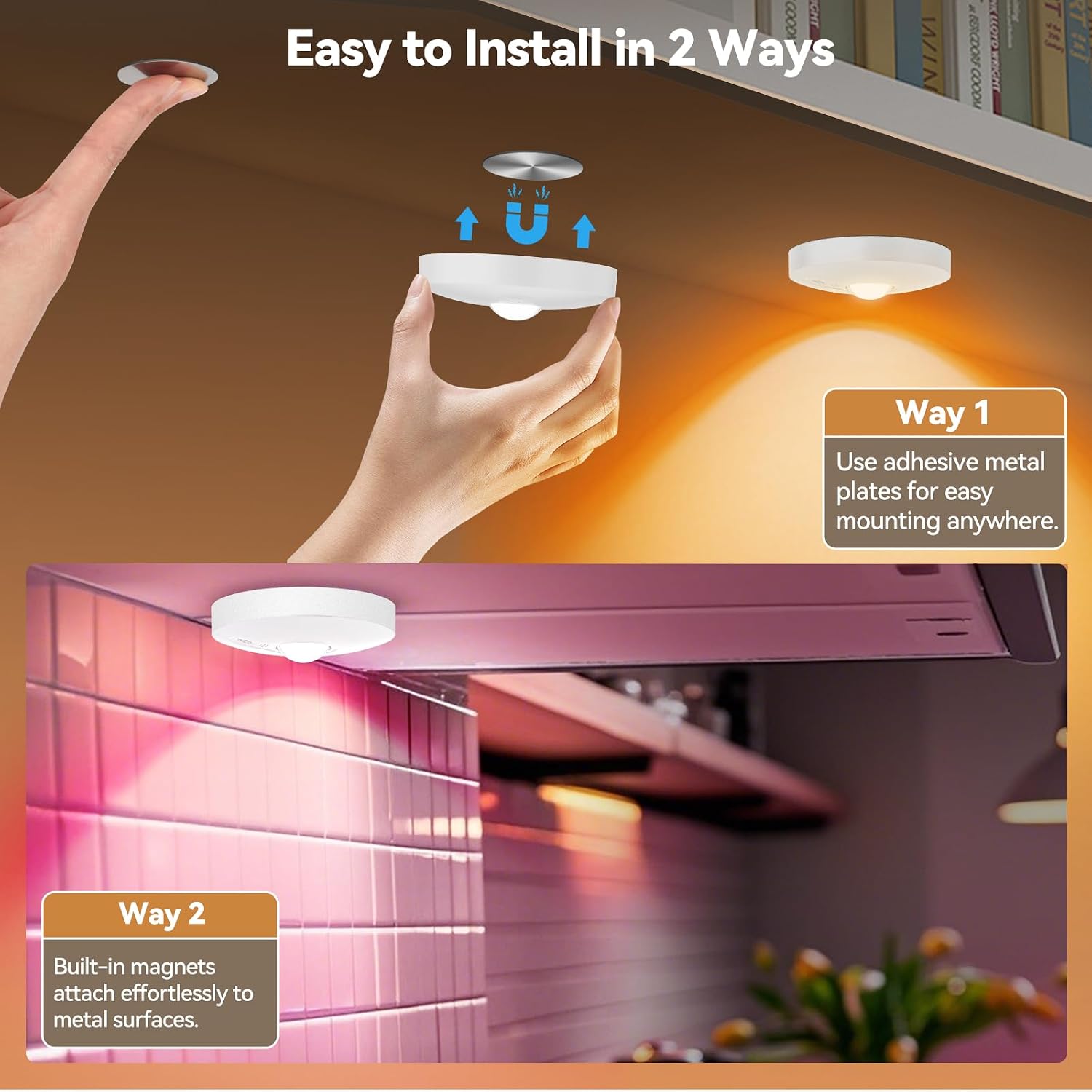 Rechargeable Puck Lights with Remote, 12 Pack Magnetic Under Cabinet Lighting, 1500mAh Battery Operated LED Tap Lights