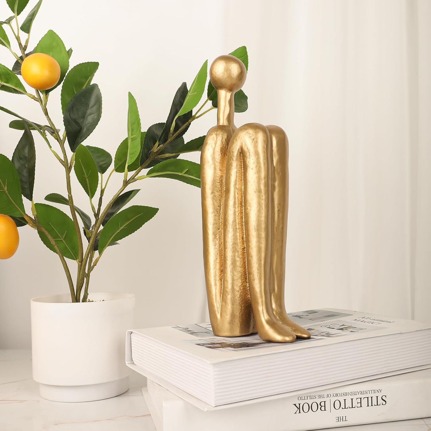 Thinker Cast Iron Bookends / Thinkera Brass
