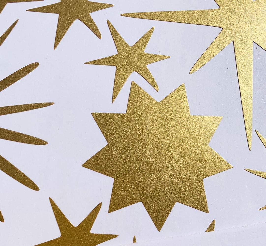 Star Wall Stickers Girls Room Wall Decals Sparkle Wall / Retro Starburst -vintage Gold / Set of 116