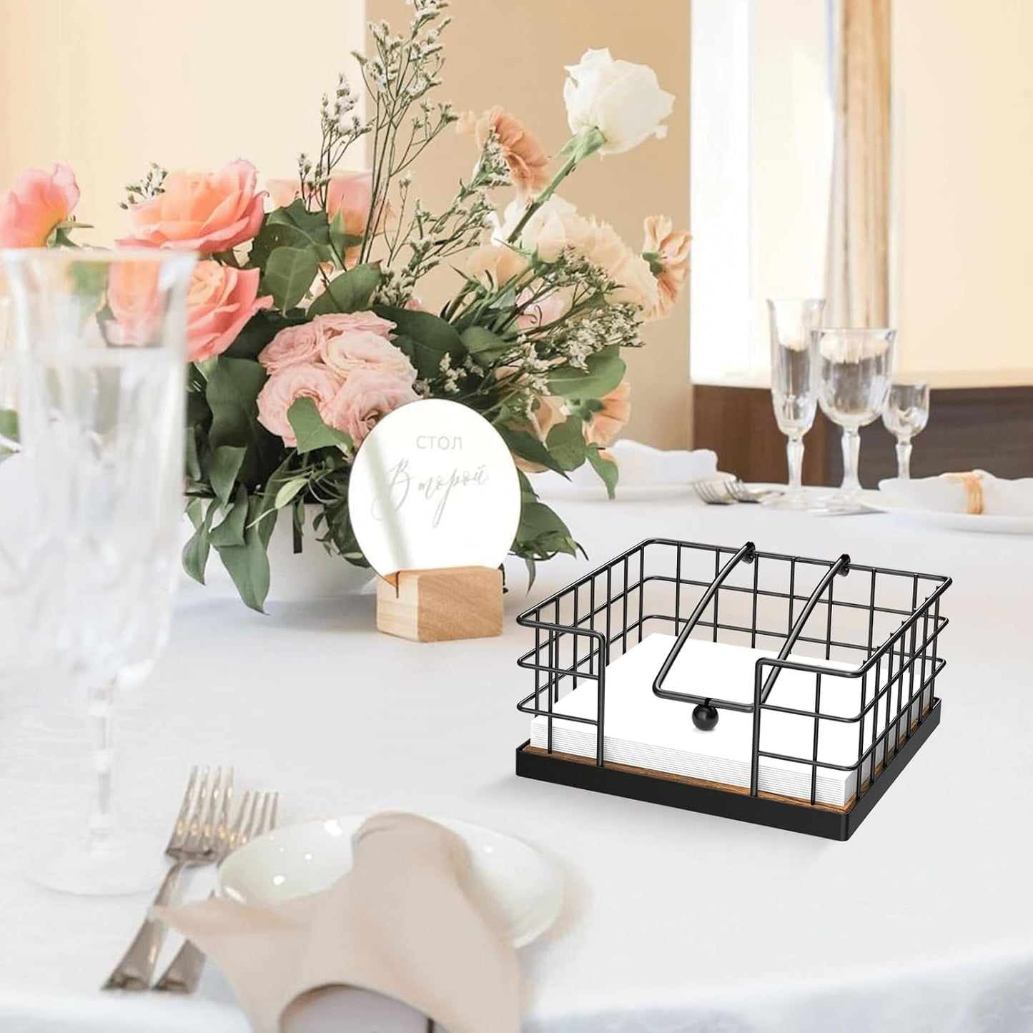 Farmhouse Napkin Holders for Paper Napkins / Rustic Brown