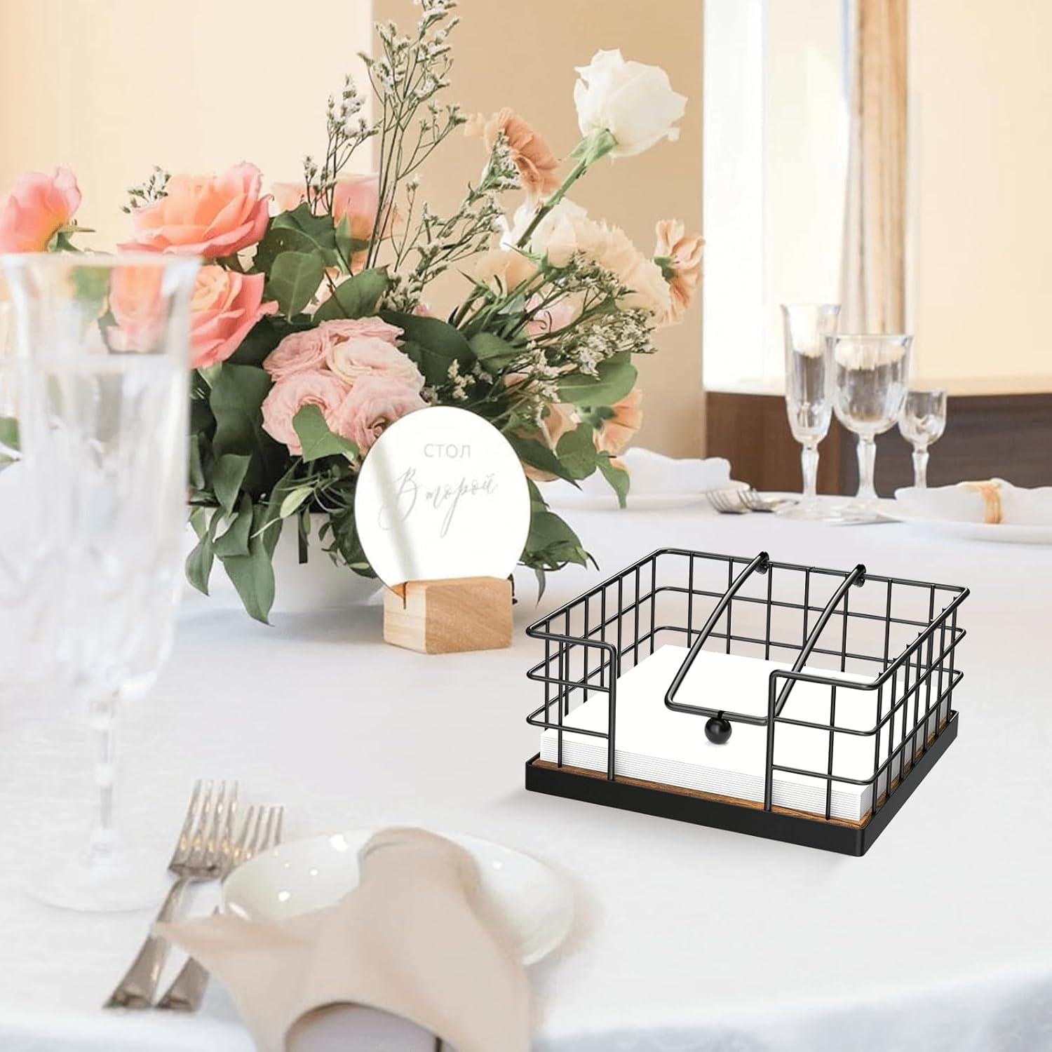 Farmhouse Napkin Holders for Paper Napkins / Rustic Brown