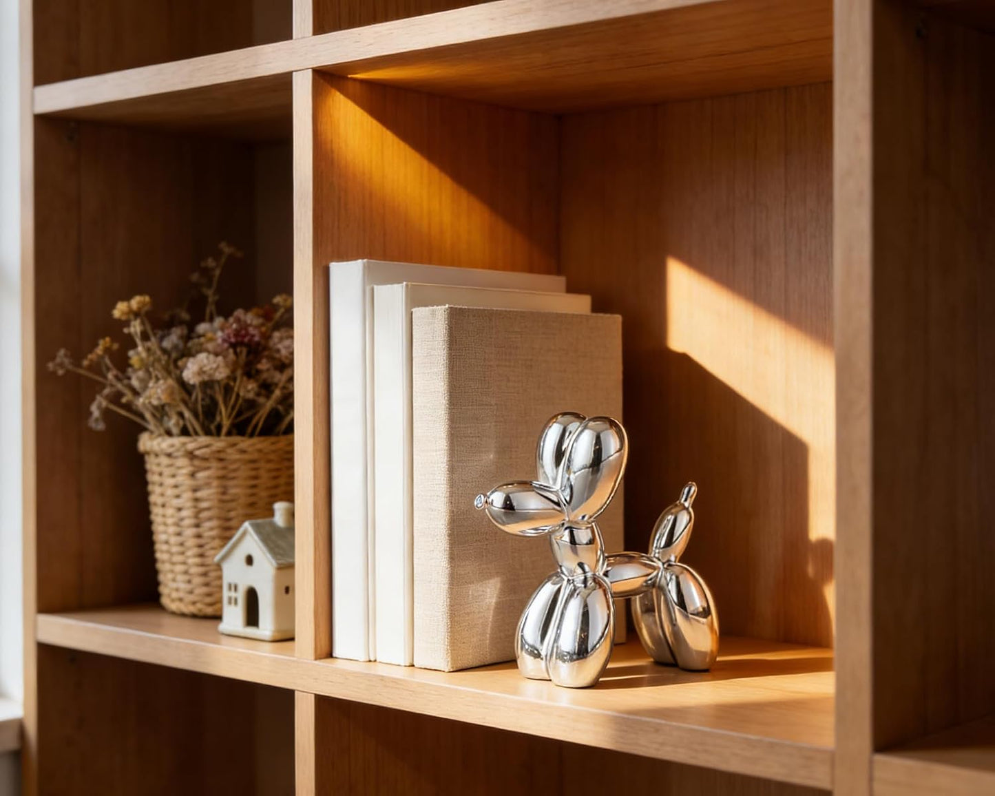 Balloon Dog Statue Decor / 4 Inch / Shiny Silver