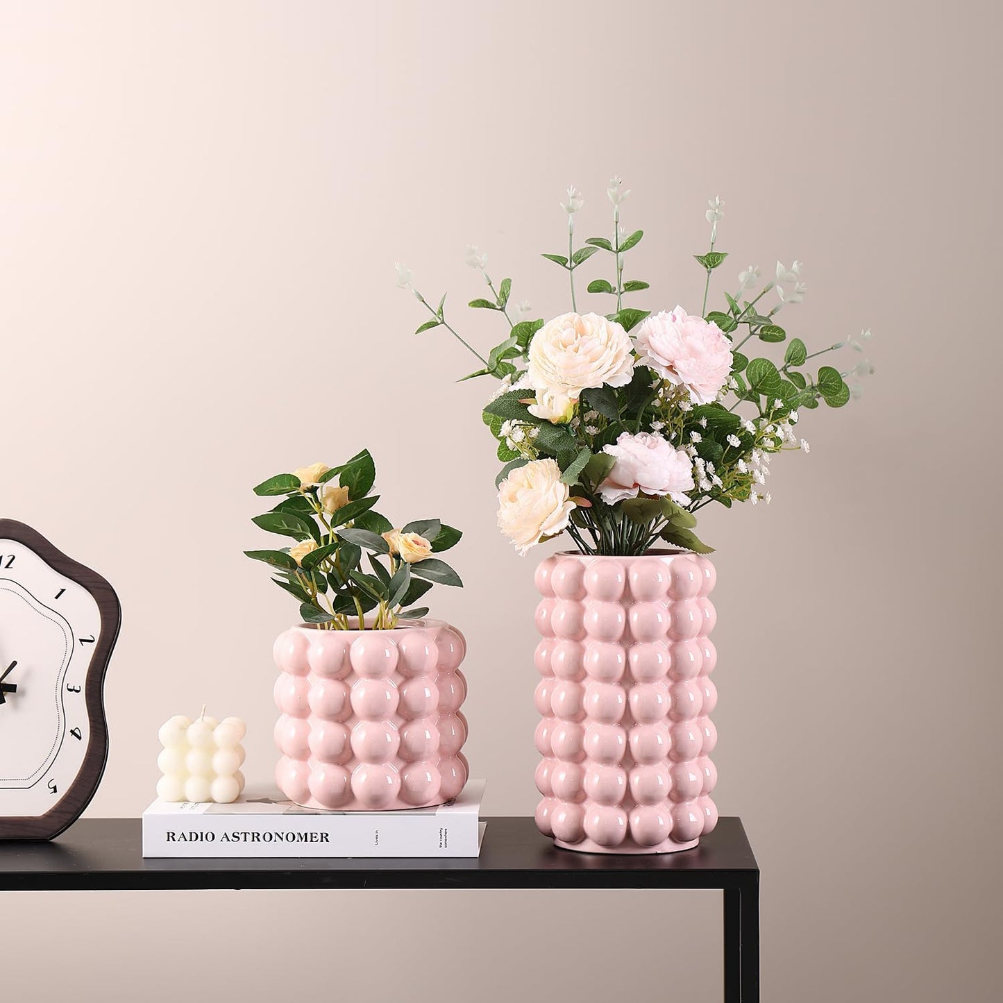 Ceramic Vases / Ceramic Flower Vase / Pink / Large+medium / Set of 2