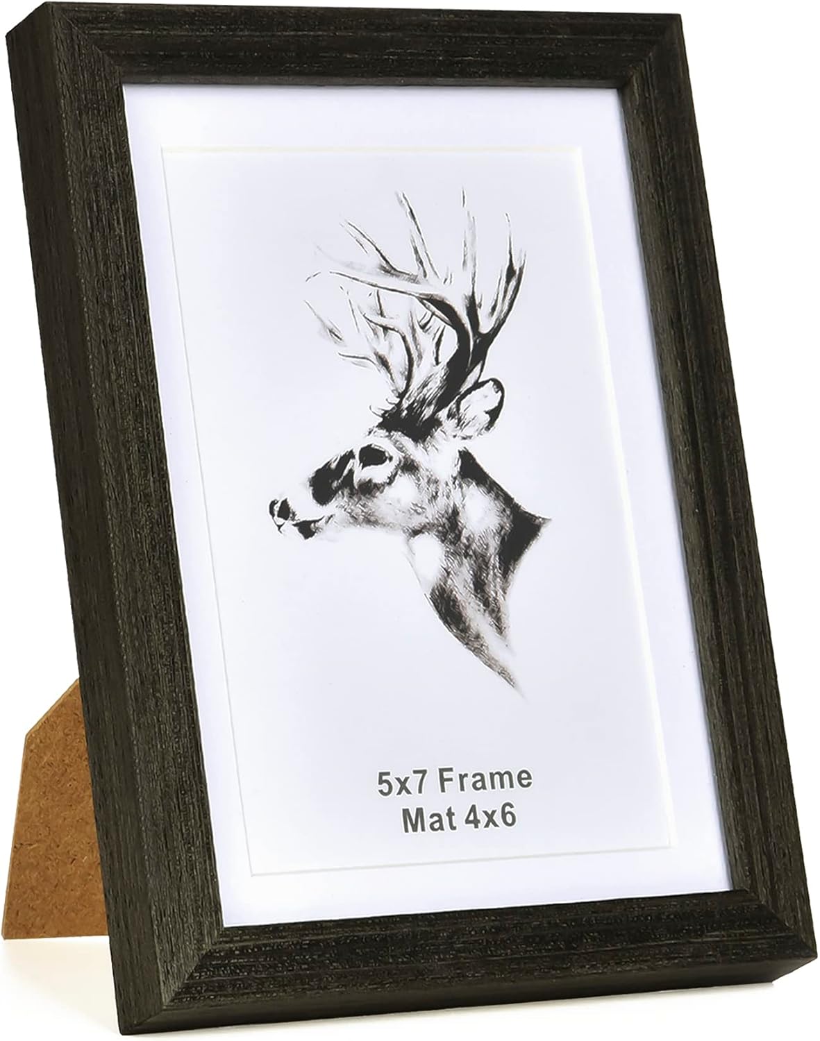 Yaetm 5x7 Black Picture Frame with Mat for 4x6 Set of 4, Solid Wood Photo Frames with Tempered Glass, 5 by 7 Wooden