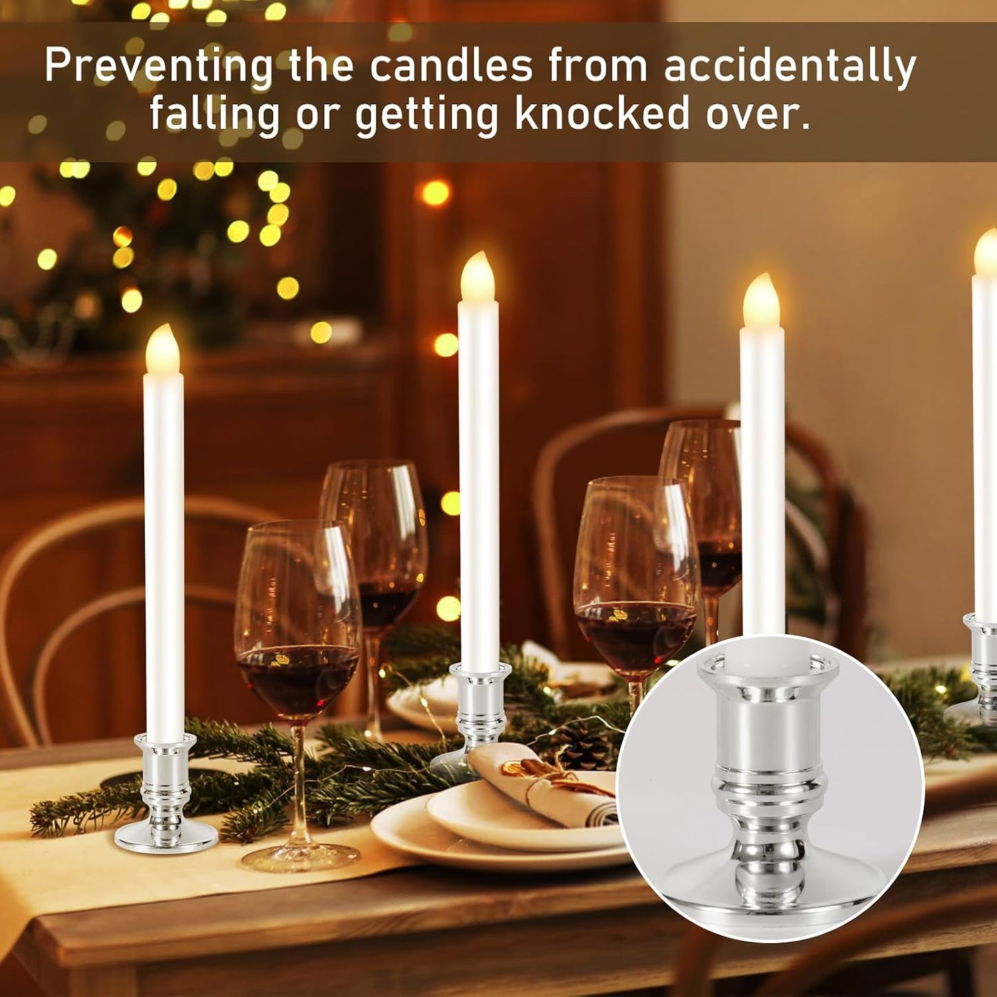 8 Pack Christmas Window Candles, Battery Operated Window Candles with Timer Remote, LED Window Candle with Candle