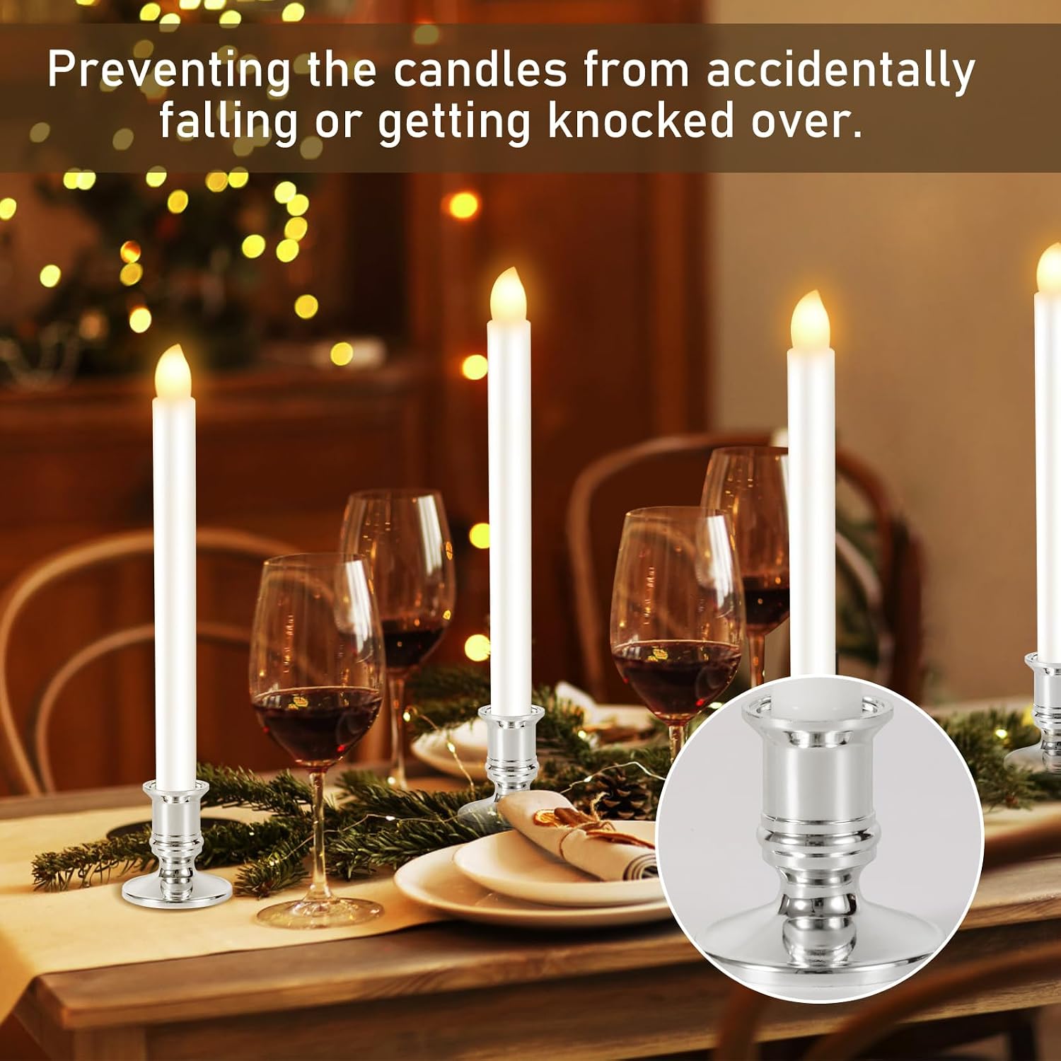 8 Pack Christmas Window Candles, Battery Operated Window Candles with Timer Remote, LED Window Candle with Candle