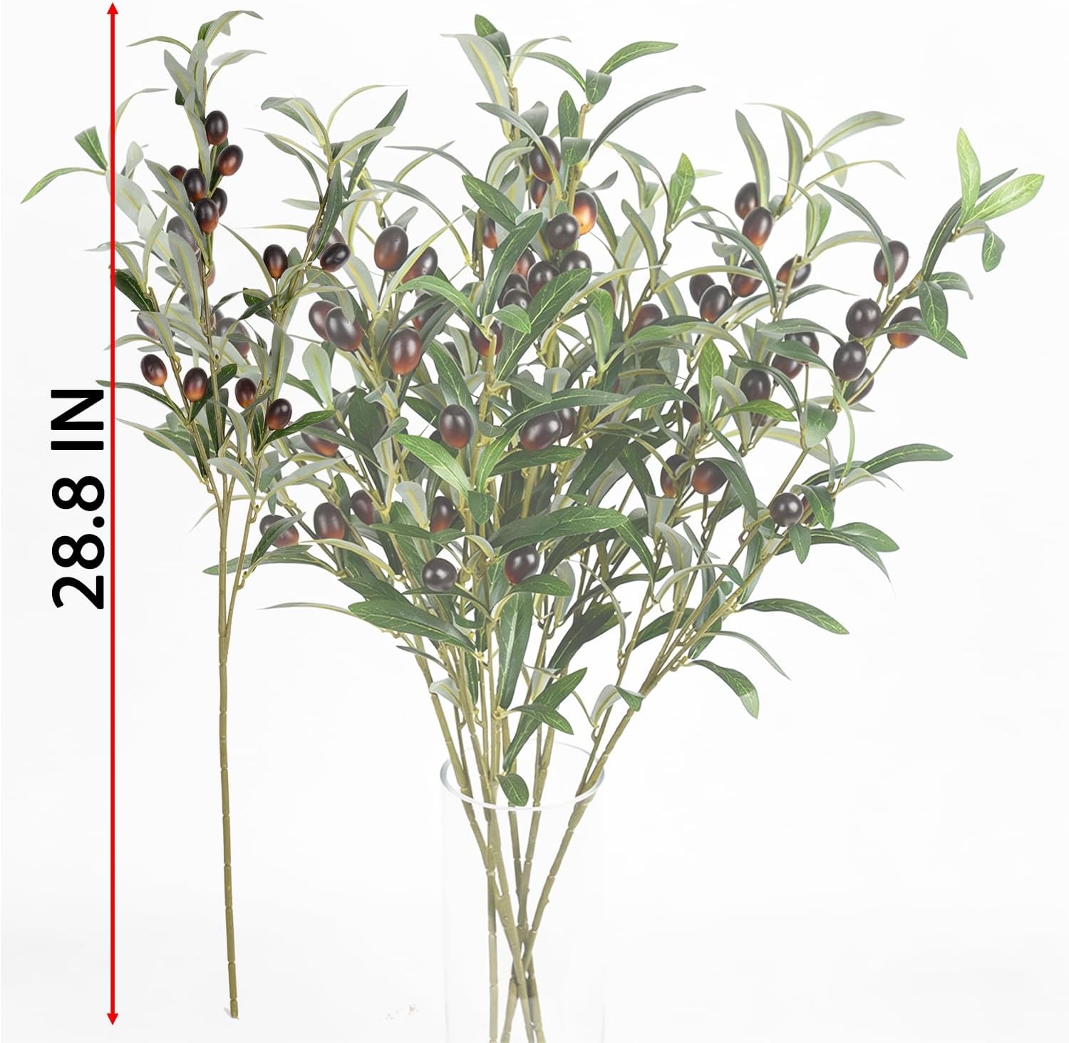 Olive Branch Artificial Plants Greenery Stems Faux Olive Branches for Vases / Green / Set of 6