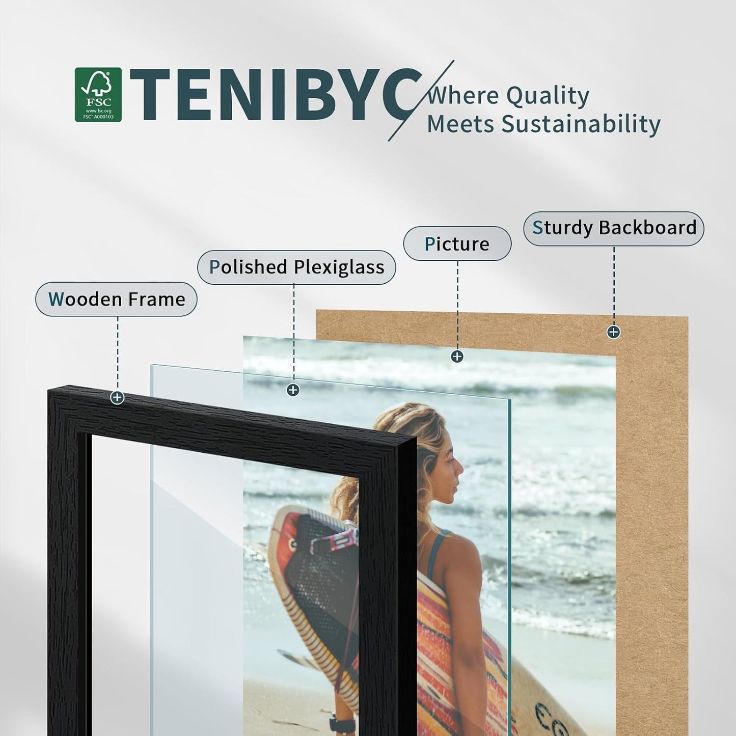 18x24 Poster Frame, Black Wood, 3 Pack, Wall Hanging for Picture | Thick Polished Plexiglass, Large Movie Poster Frame
