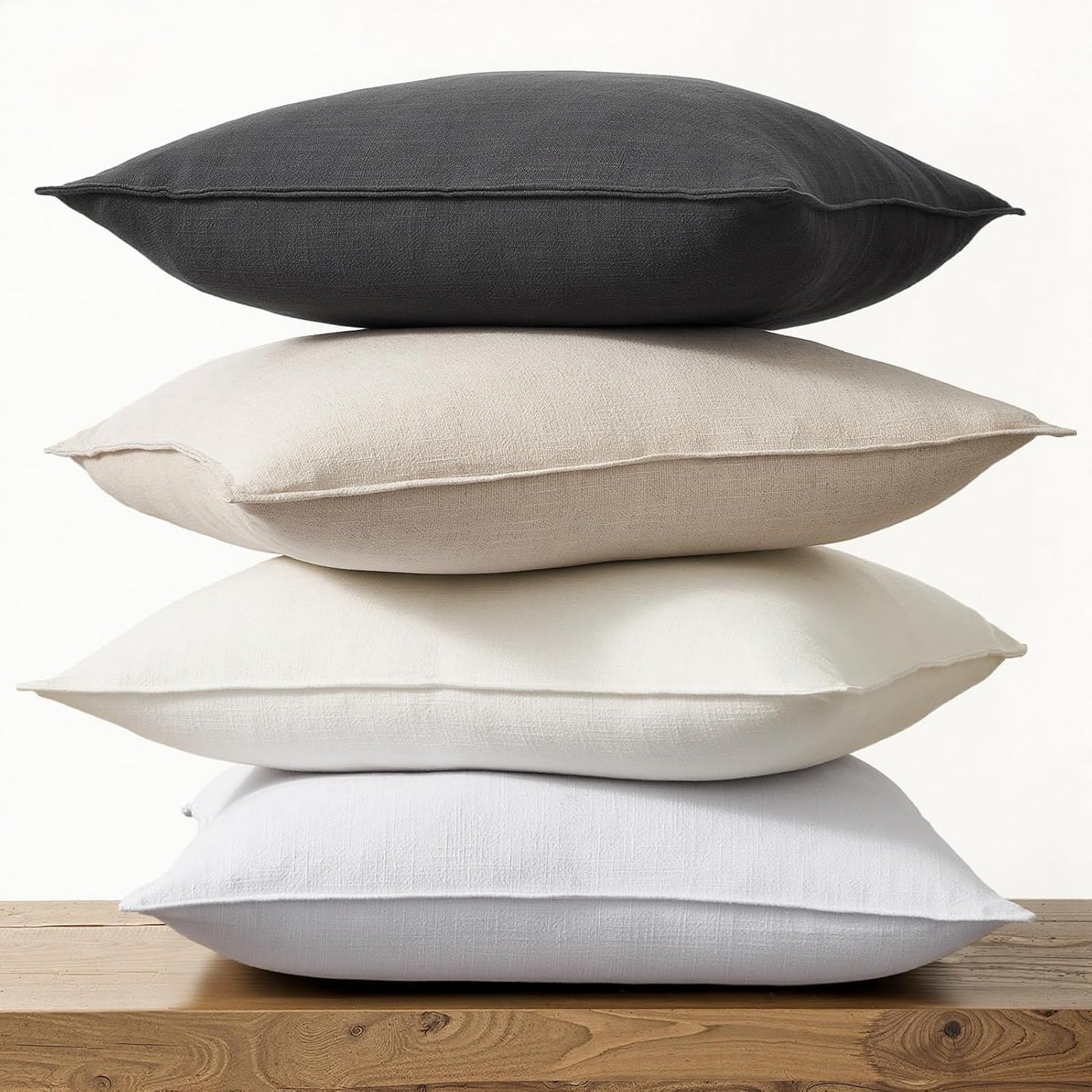 Couch Pillows Soft Linen Solid Lumbar Boho Cushion Cases / Neutral Grey / 20 x 12 / Set of 4