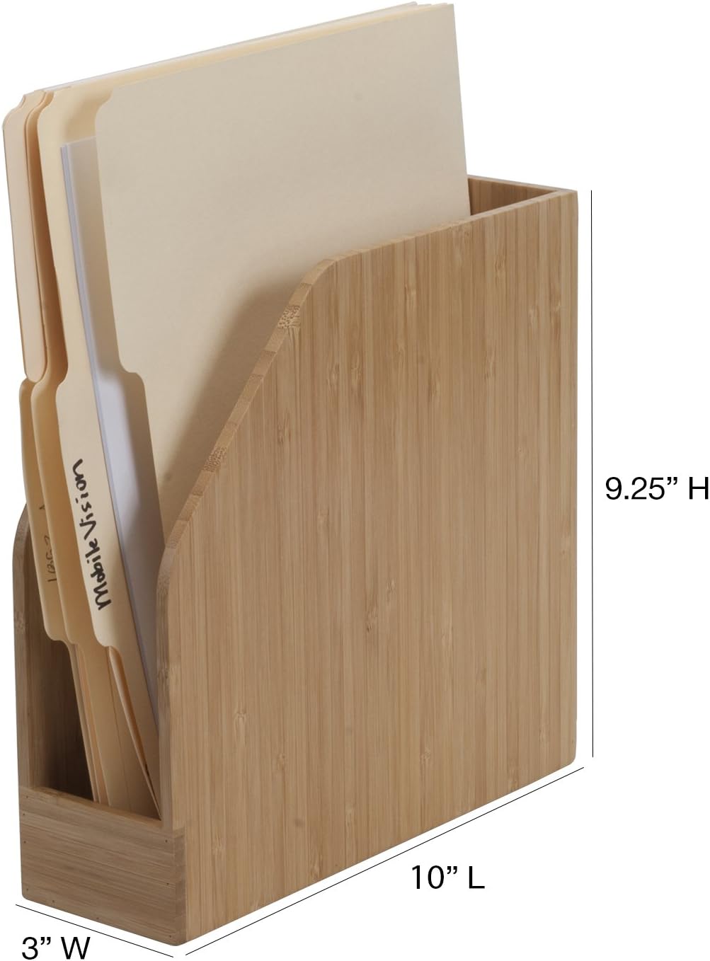 MobileVision Bamboo Vertical File Folder Holder & Office Product Organizer, Store Files, Magazines, Notepads, Books and