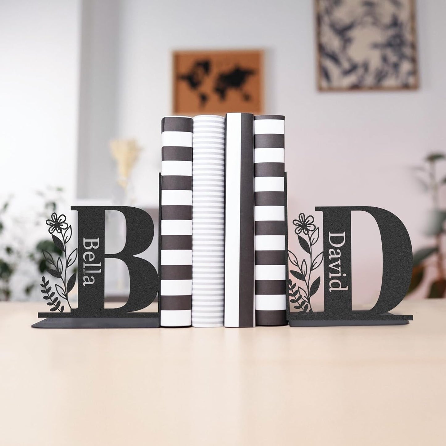 Personalized Name Metal Bookends / Color01 Monogram