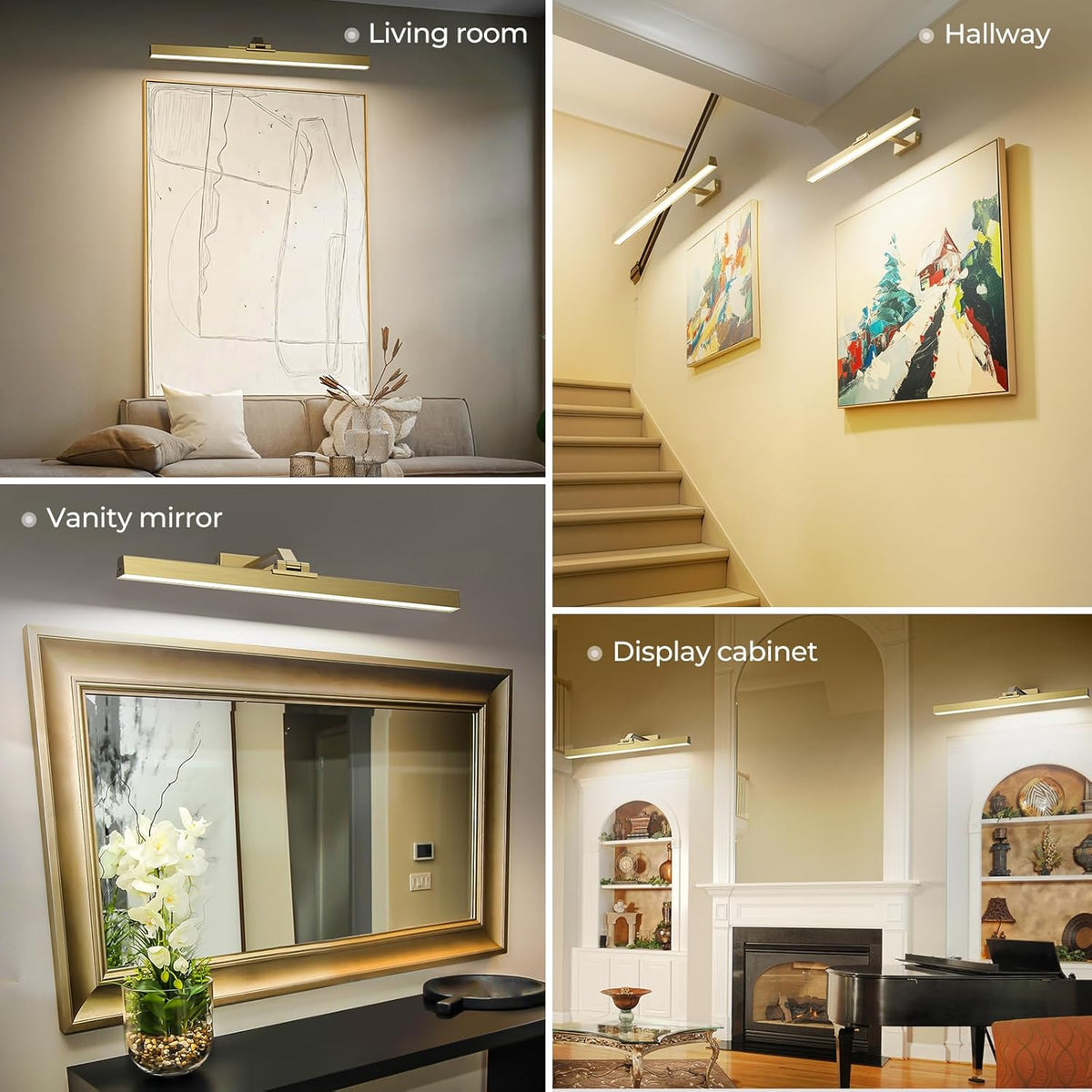 Picture Lights for Wall, Brushed Gold Battery Operated Picture Light 24in Art Light CCT Dimmable Recharging Battery