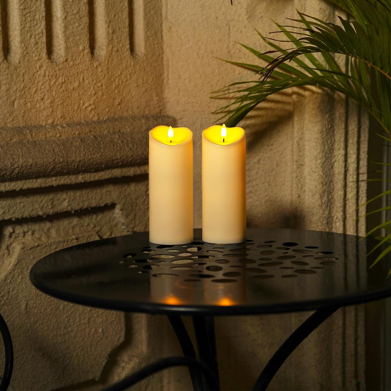 Homemory 3"x8" Outdoor Waterproof Flameless Candles, LED Candles, Battery Operated Candles with Remote and Timers