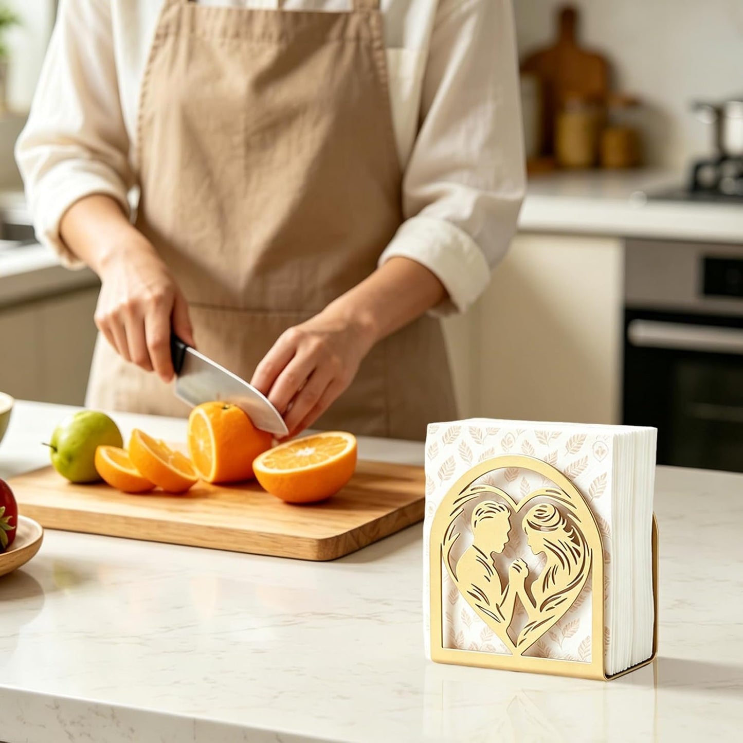 Napkin Holder / Love-Themed Decorative Metal Napkin Dispenser / Gold