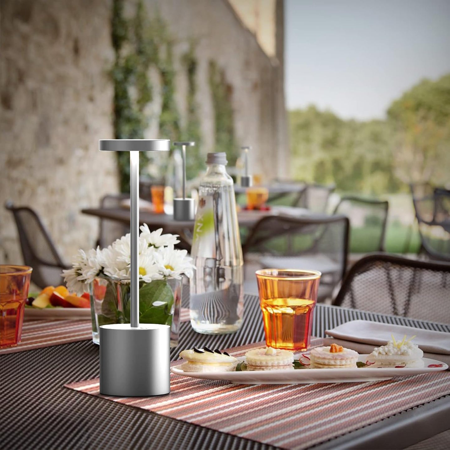 2Pack Cordless Rechargeable LED Restaurants Outdoor Table Lamp | Battery 5000mAh Metal USB Portable Powered Desk Lamp