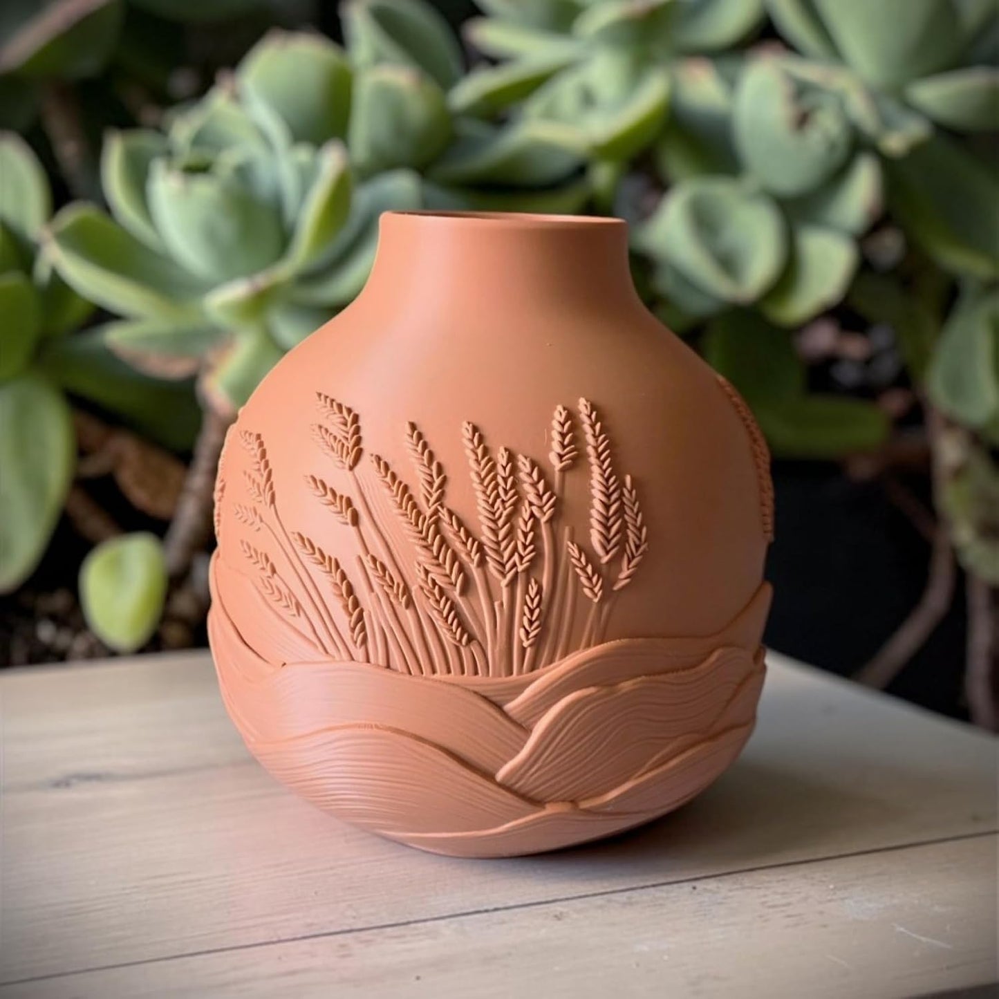 Sculptural 3D Printed Vase / 8.5 x 8 / Terracotta / Ivory