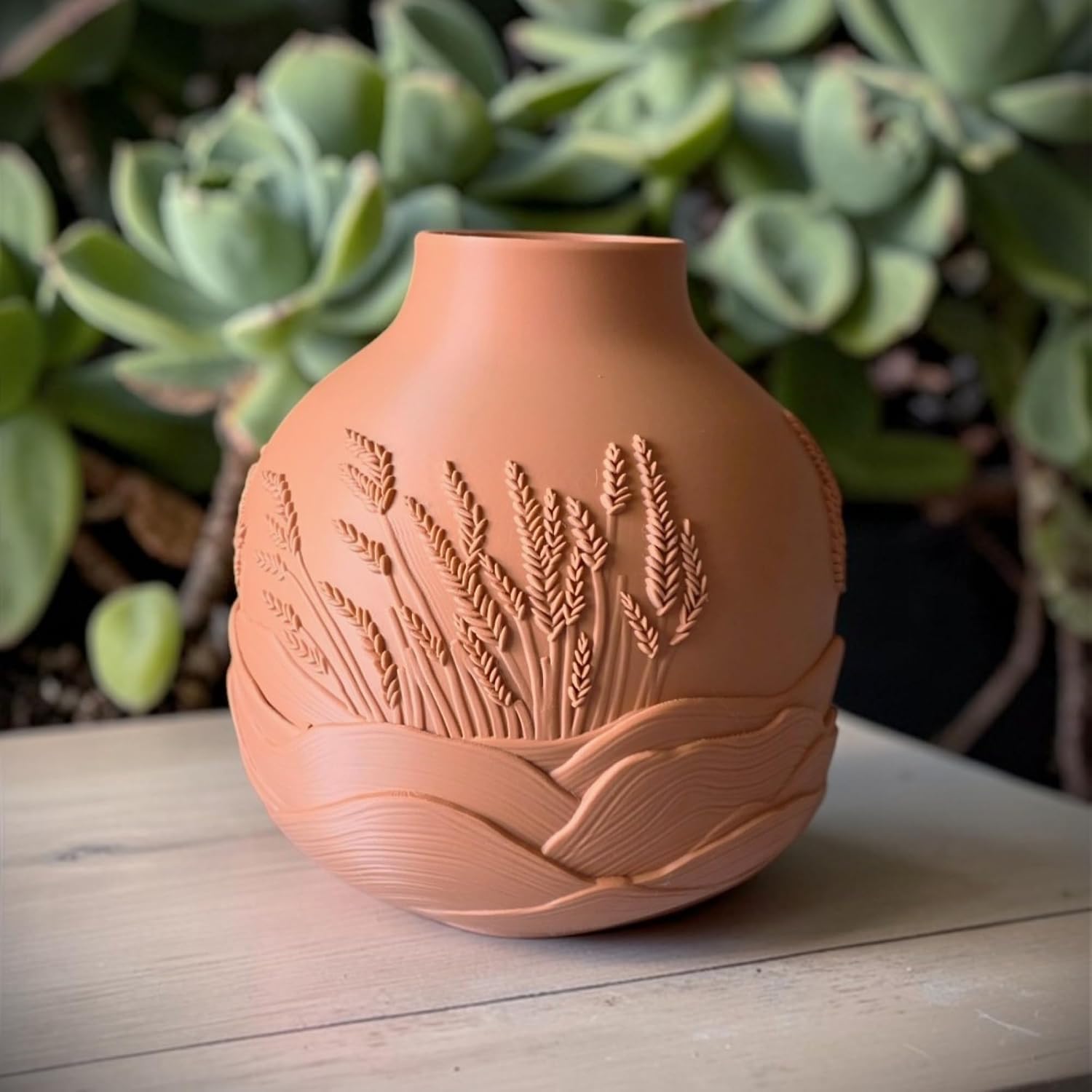 Sculptural 3D Printed Vase / 8.5 x 8 / Terracotta / Ivory