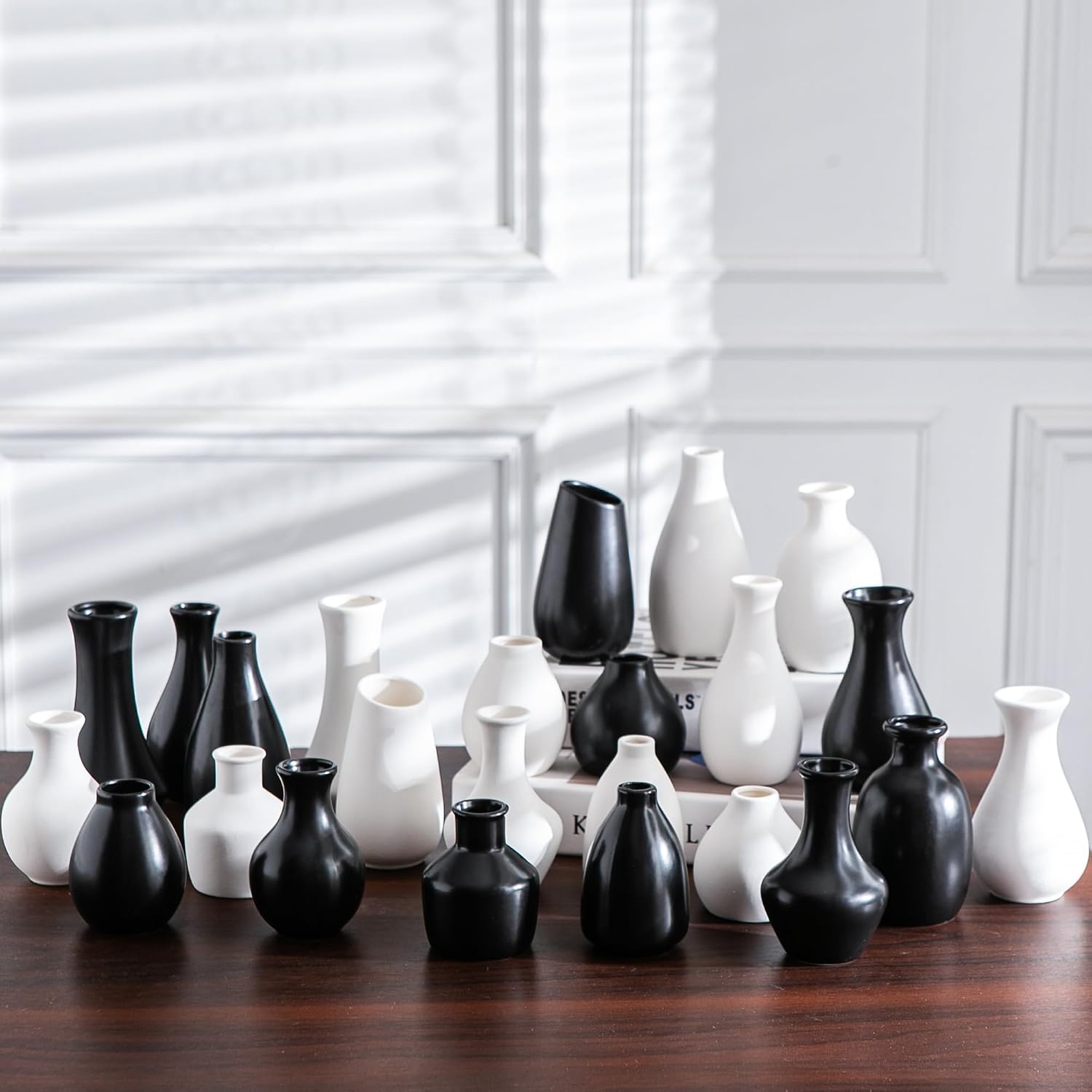 Modern mini ceramic vases / White / Set of 12