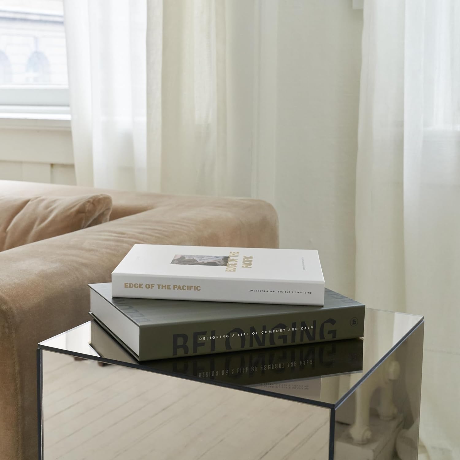 Decorative Books / Boxes Coffee Table / Olive & Cream / Set of 2