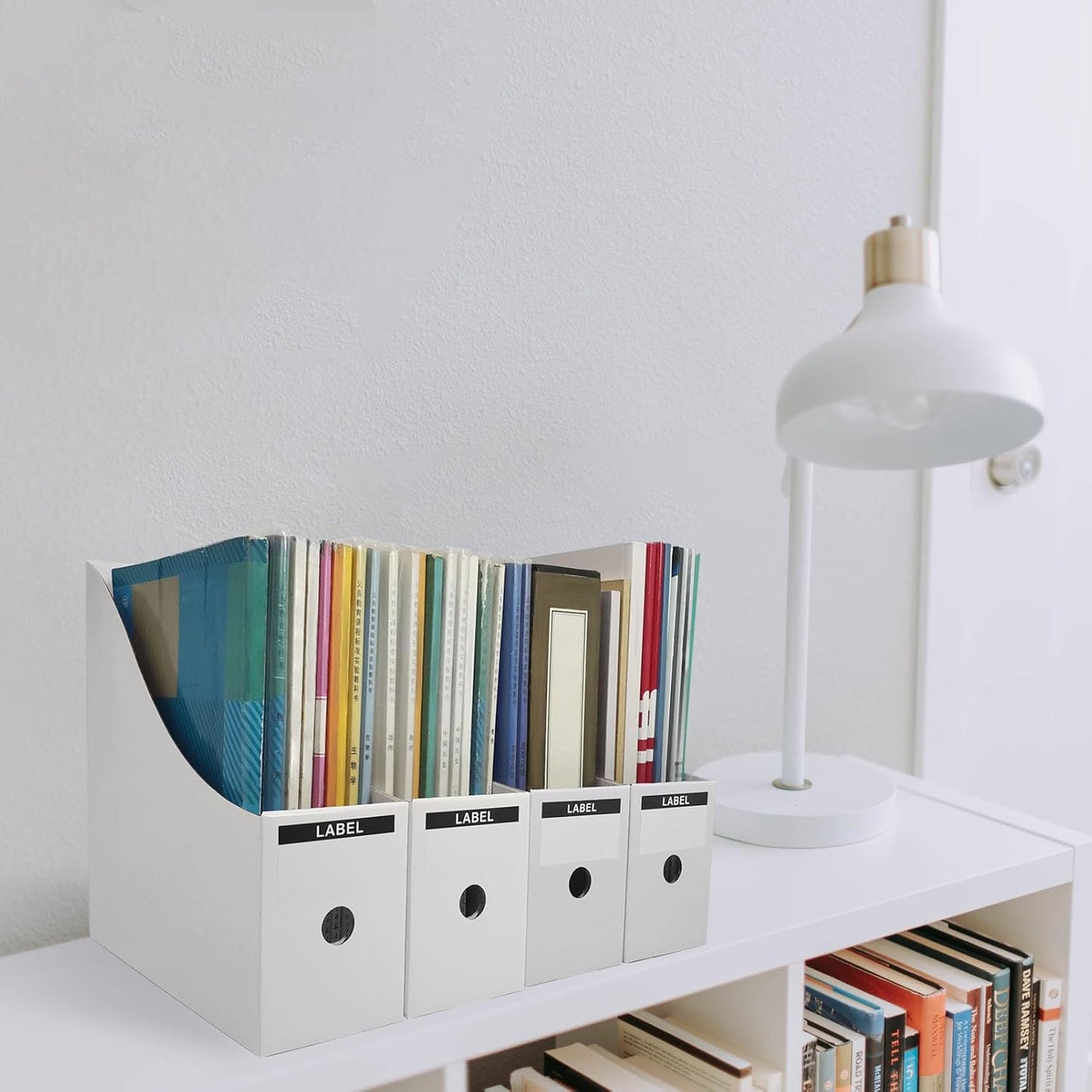 Limitliho 24 Pack White Cardboard Magazine Holder for Desk or Shelves | 10.6''H×10.2'L×3.5''W Magazine File Holder