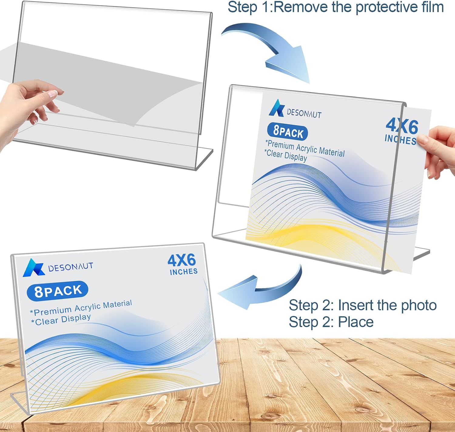 Slanted Back Acrylic Sign Holder / Clear / 6 x 4 / Set of 8