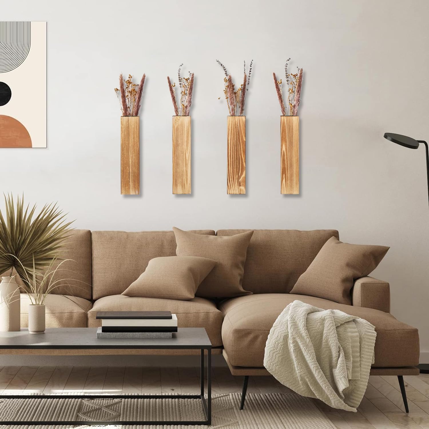 Wooden Wall Planter / Brown / 4 PC / Set of 4