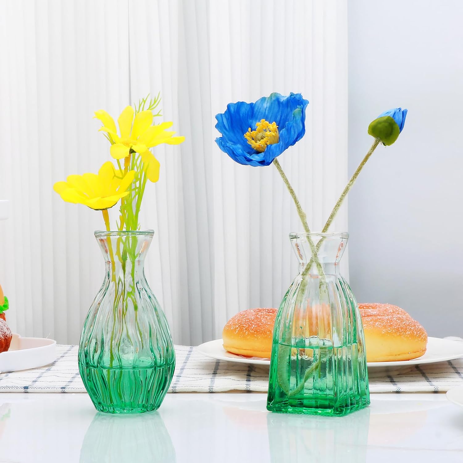 Glass Bud Vases / Green / Set of 4