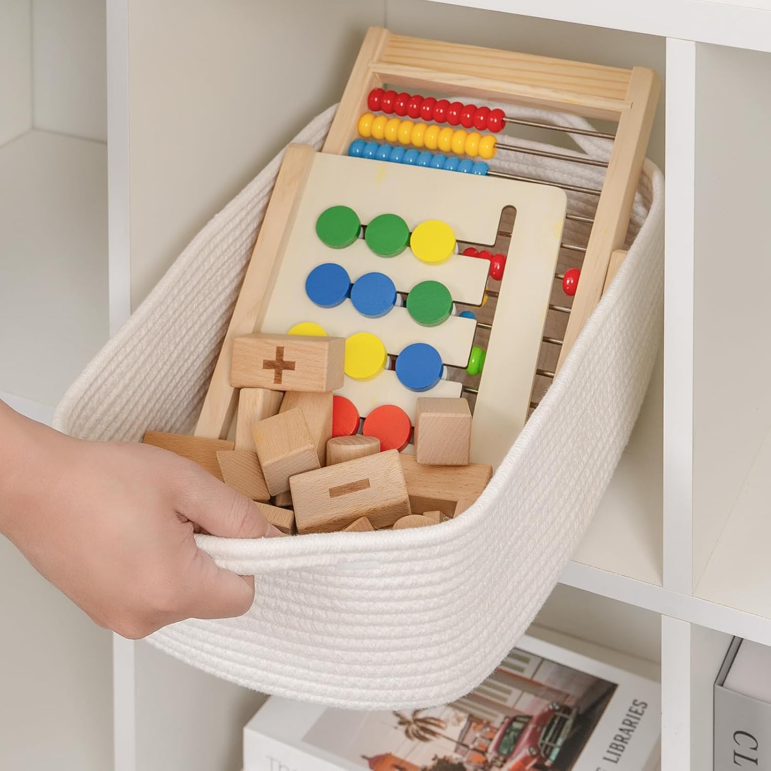 Woven Closet Storage Bin / White / 14''x10''x5