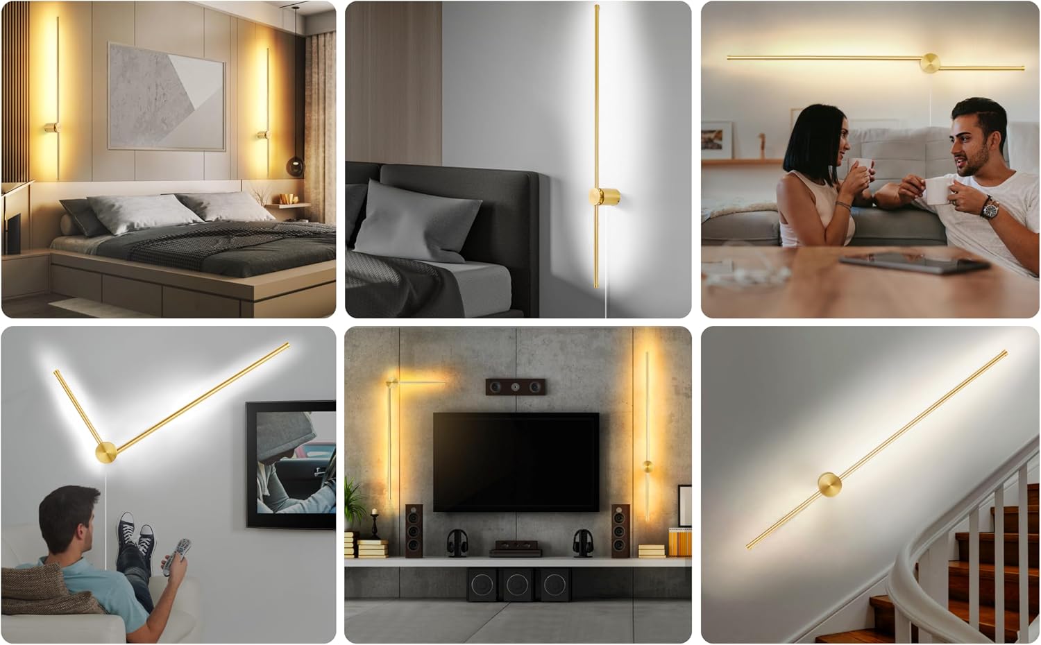 GOODATE Wall Sconces Set of Two with Remote, Stepless Colors 3000K-6500K & Stepless Dimming, Hardwire or Plug-in, 180°