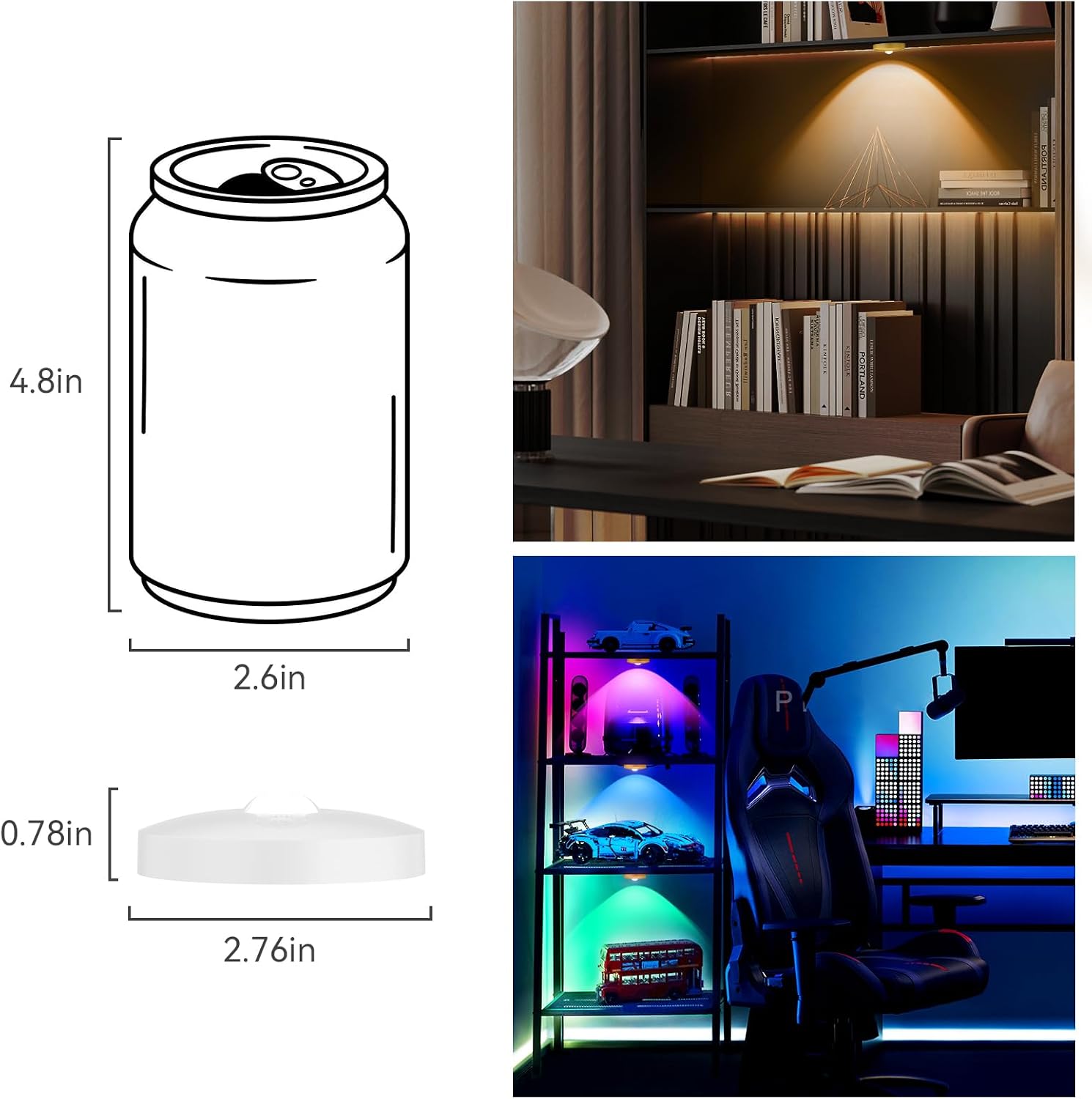 Rechargeable Puck Lights with Remote, 12 Pack Magnetic Under Cabinet Lighting, 1500mAh Battery Operated LED Tap Lights