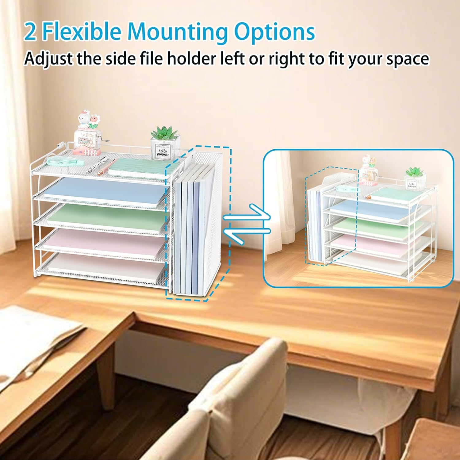 AUPSEN Desk Organizers and Accessories, 5-Tier Desktop Paper File Organizer with Removable File Holder, Desk
