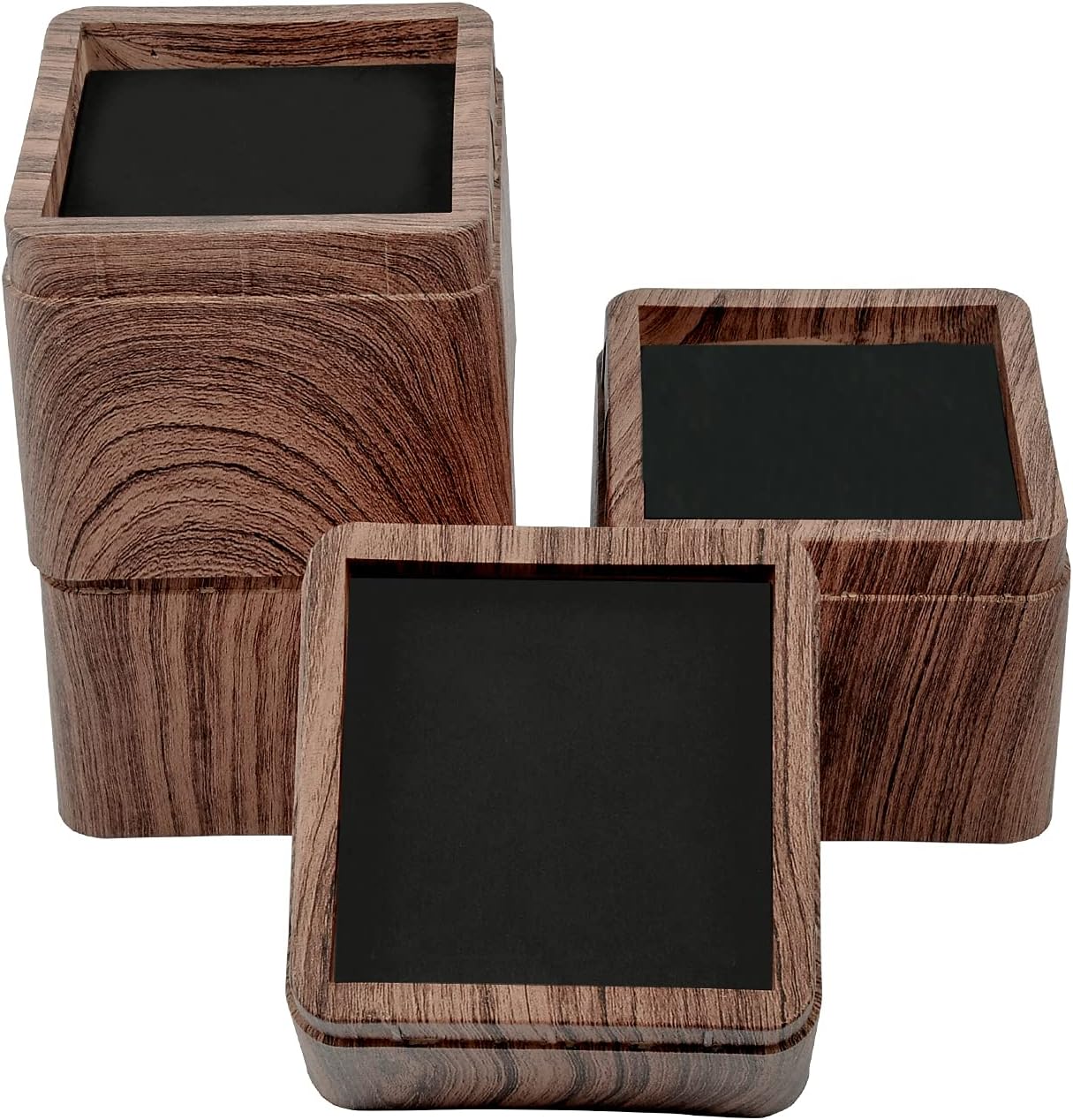 BTSD-home Wood Bed Risers 3 Inch, 4 Pack | Heavy Duty Square Furniture Lifters for Under-Bed Storage, Dorms, Tables and