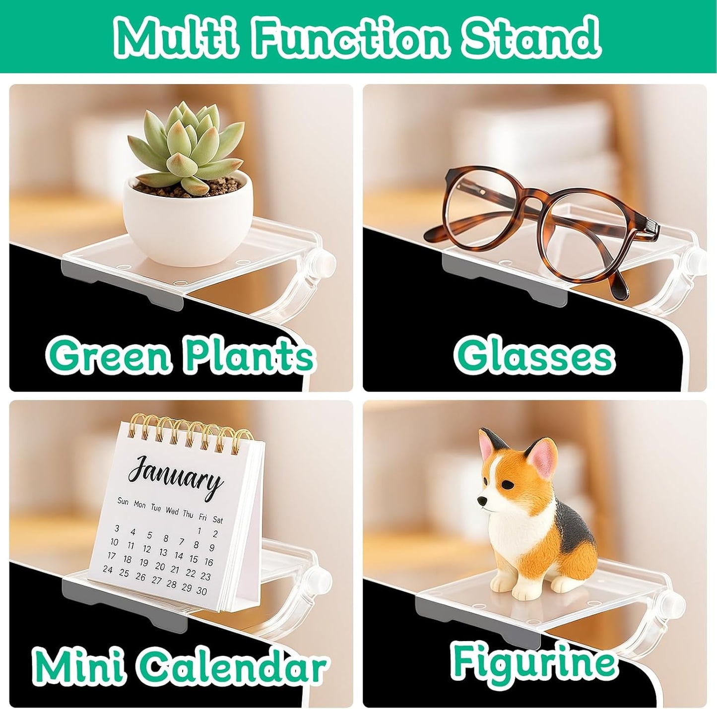 Acrylic Display Risers Stand Computer Monitor Clear Display Shelf / Clear Acrylic / Set of 4