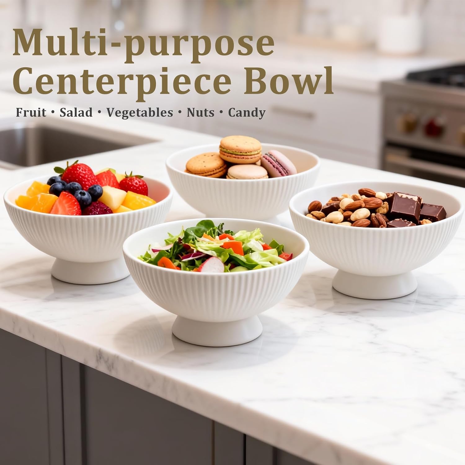 Small Decorative Bowl Multi-Use White Ceramic Fruit & Key Bowl / 8 Inch / Cream White