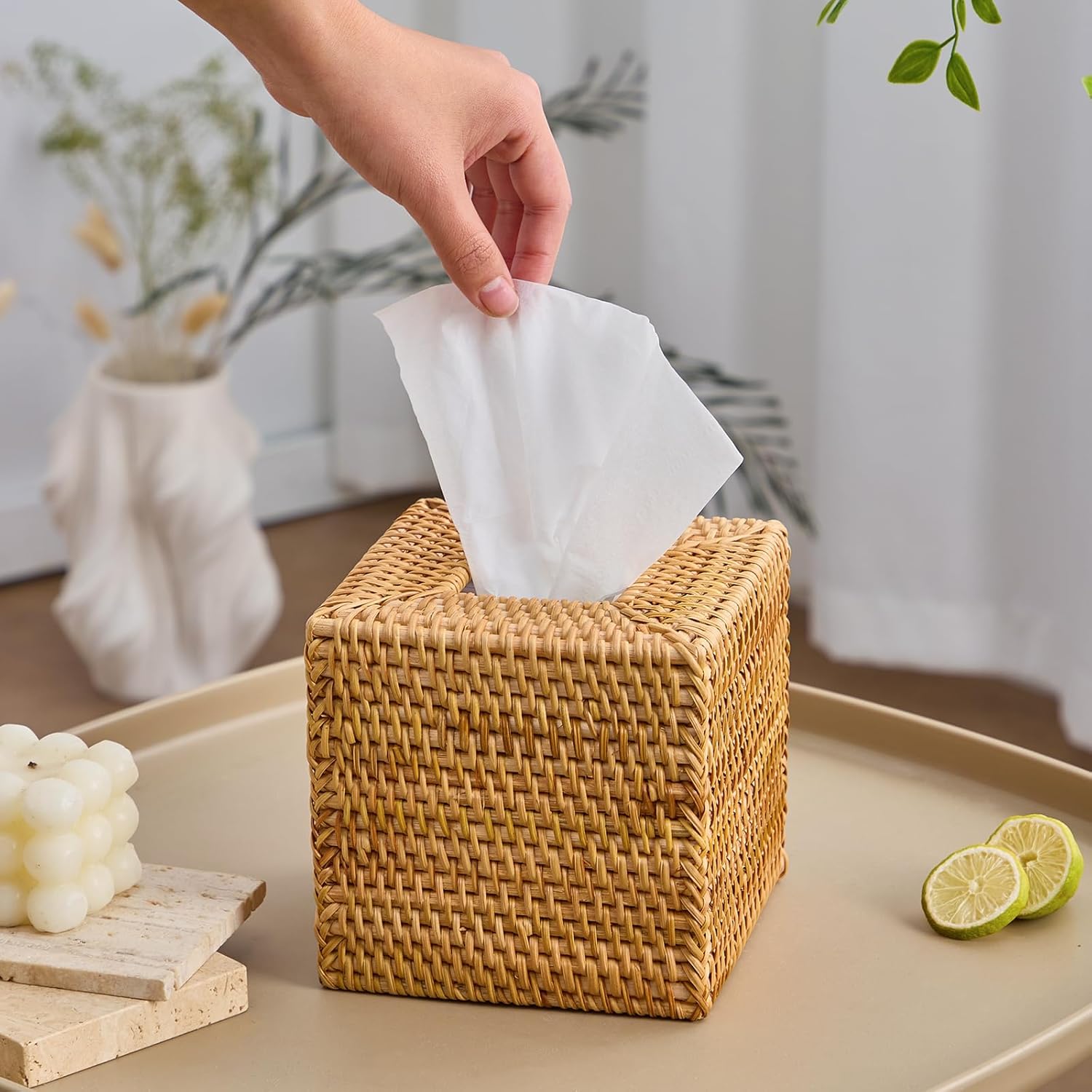 Woven Facial Napkin Holder / Natural