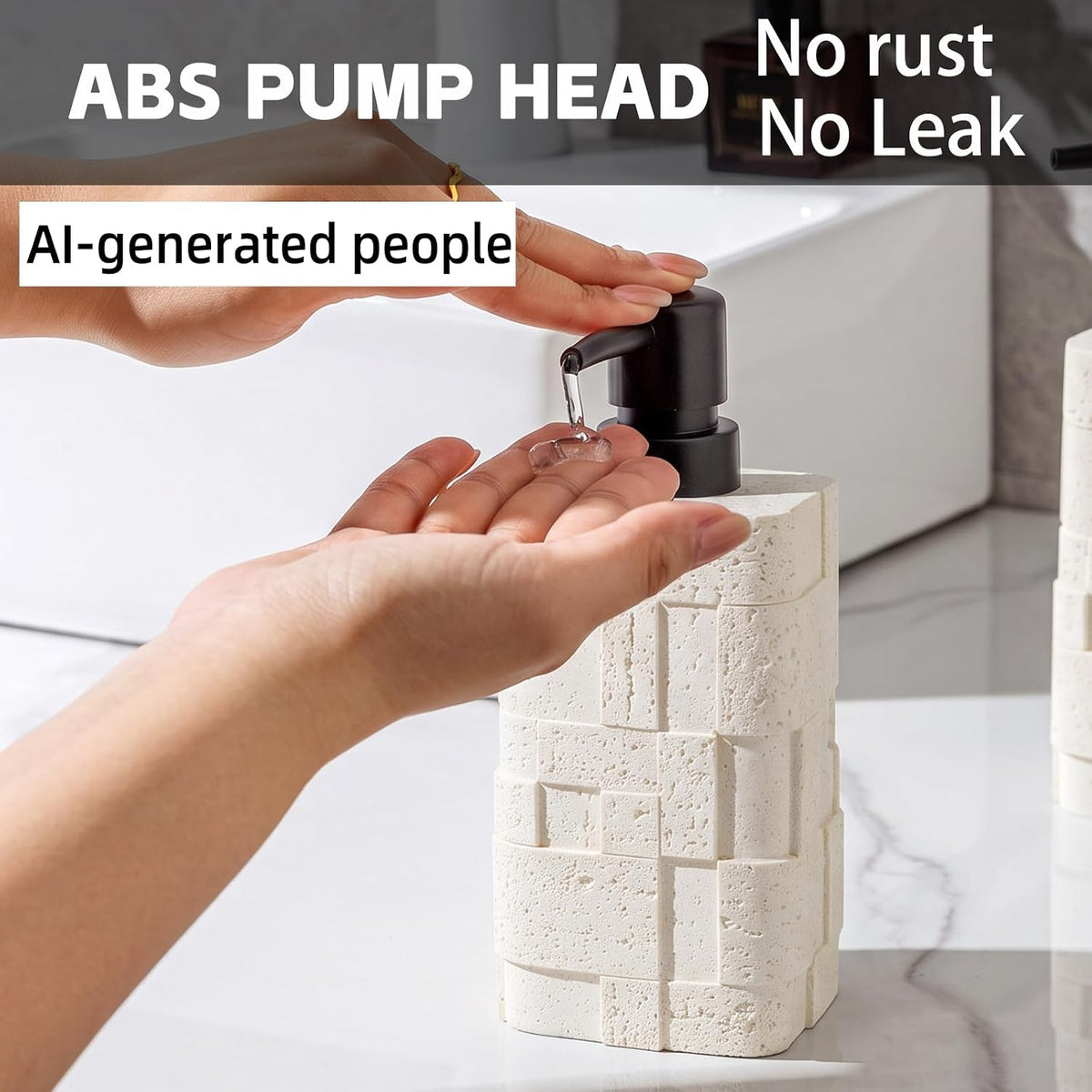 Soap Dispensers,2 PCS,13.53 OZ,Luxurious Faux Travertine,Cream | Modern,Hand Dish Lotion Shampoo and Conditioner