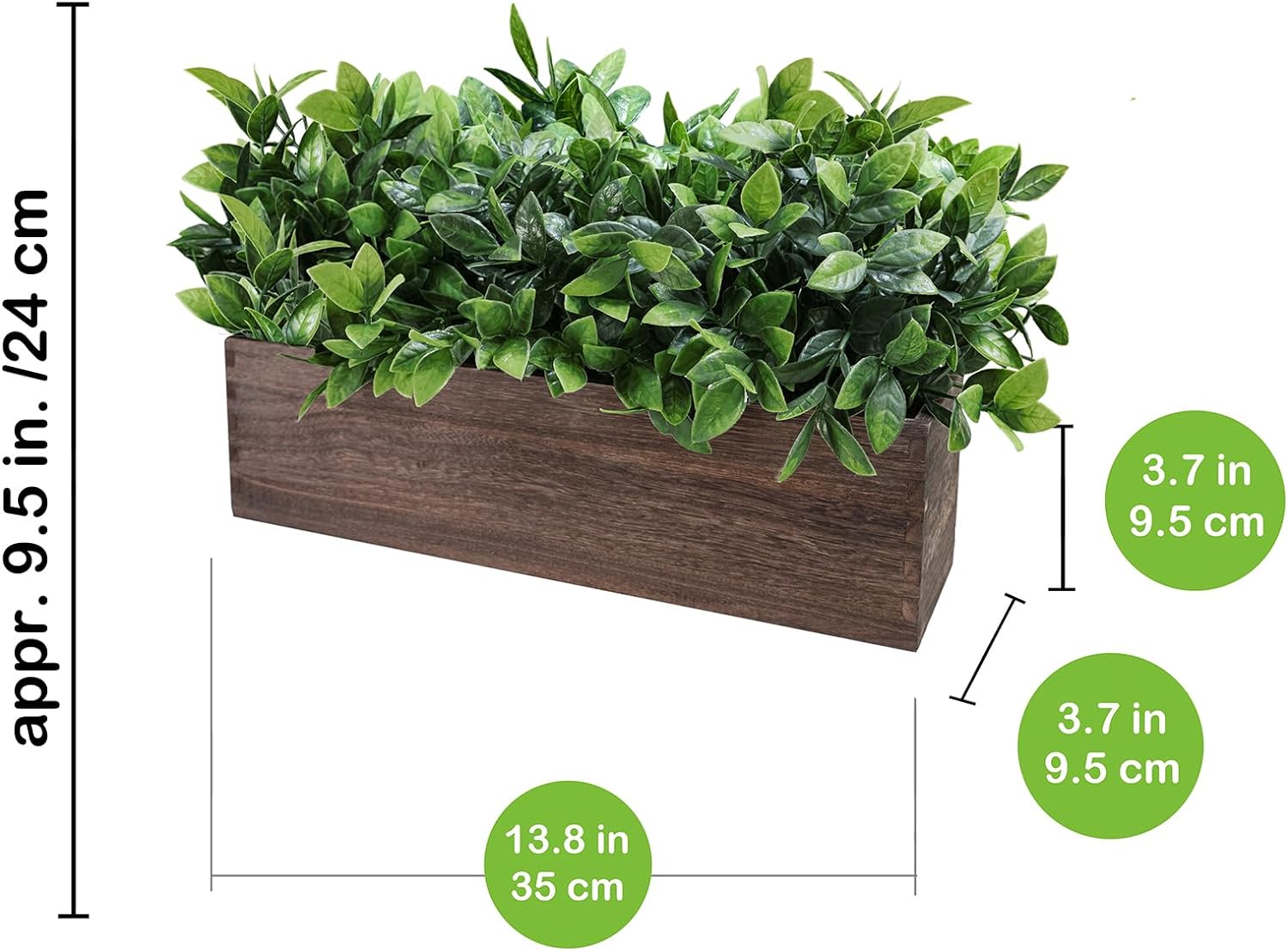 14" Artificial Boxwood Plants in Rectangular Wood Planter Farmhouse Greenery / Boxwood In Natural