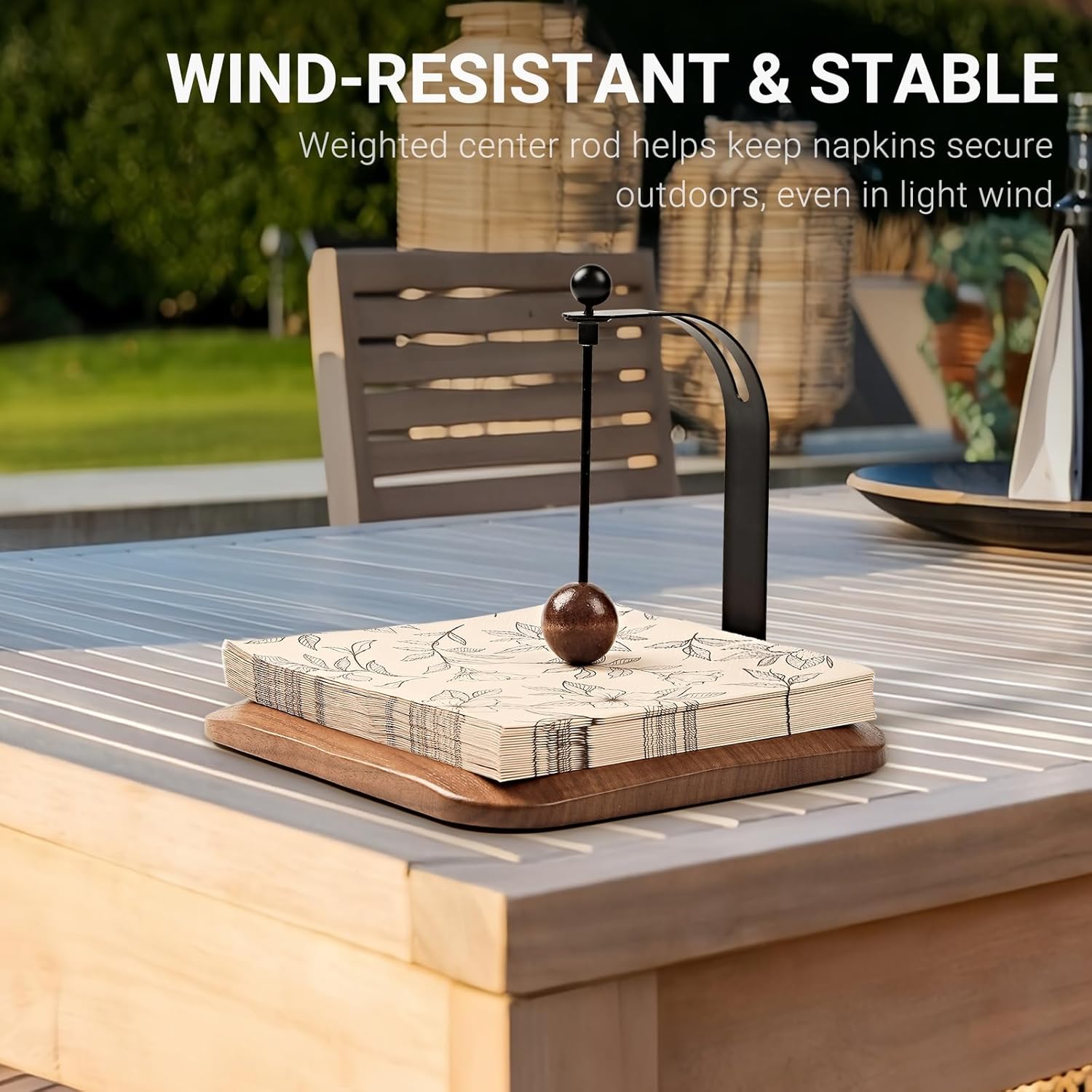 Modern Table Napkin Holder in Solid Walnut Wood / Black