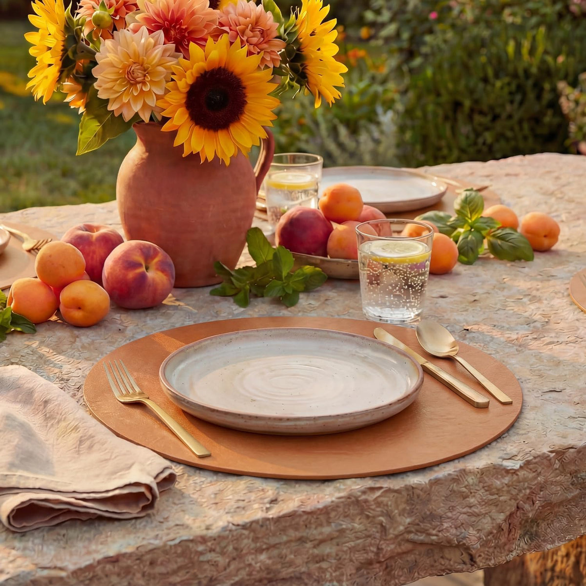 Artoid Mode Rust Faux Leather Placemats Set of 6, 15 Inch Waterproof Wipeable Heat Resistant Vinyl Place Mats