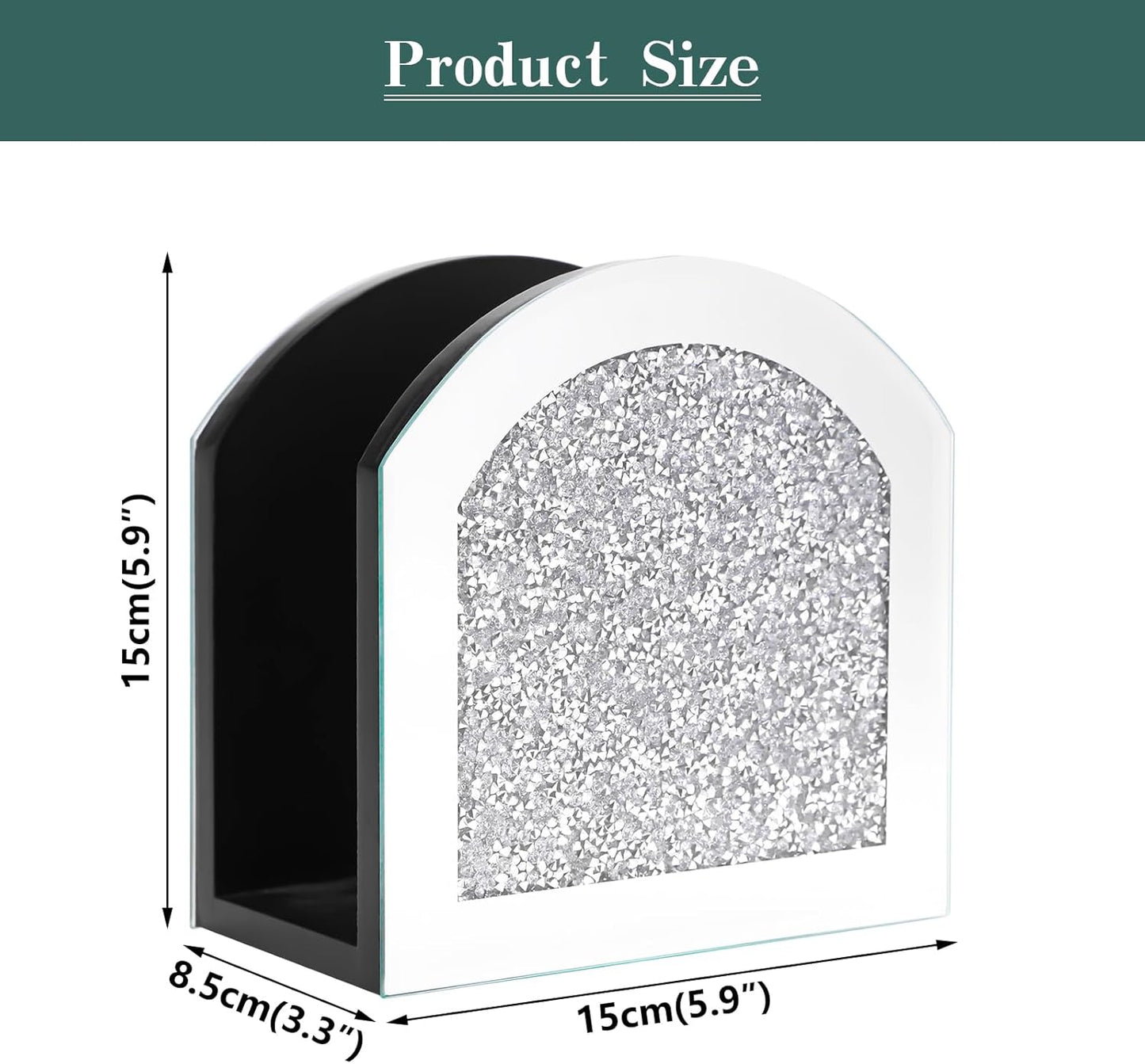 Bling Glass Napkin Holder for Dining Table Kitchen Countertop / Silver