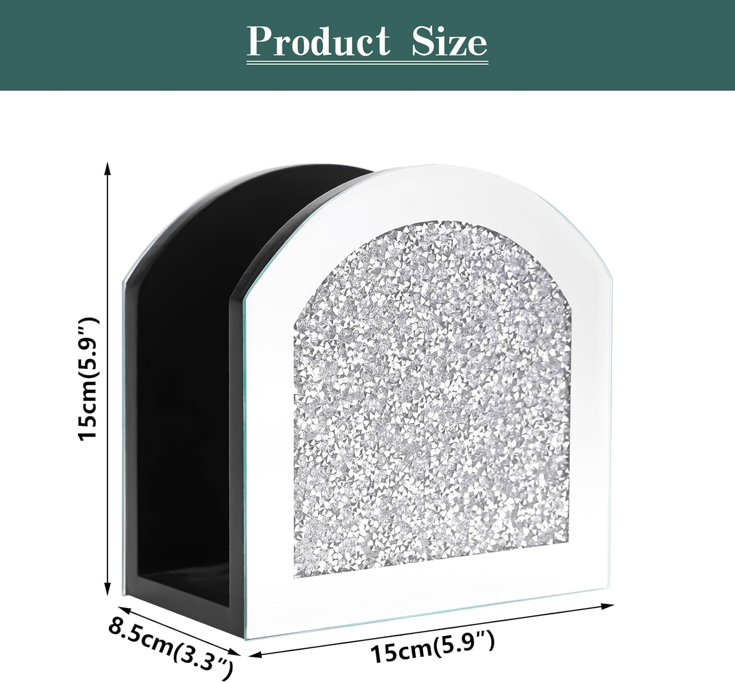Bling Glass Napkin Holder for Dining Table Kitchen Countertop / Silver