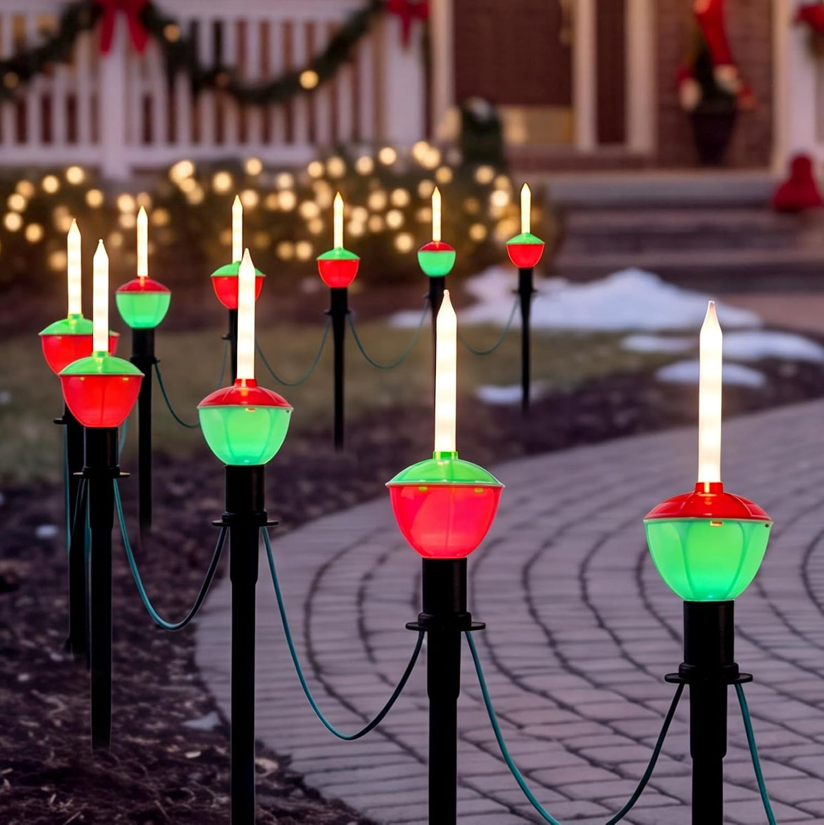 11.5FT Christmas Pathway Lights, 7PK LED Bubble Yard Stake Lights