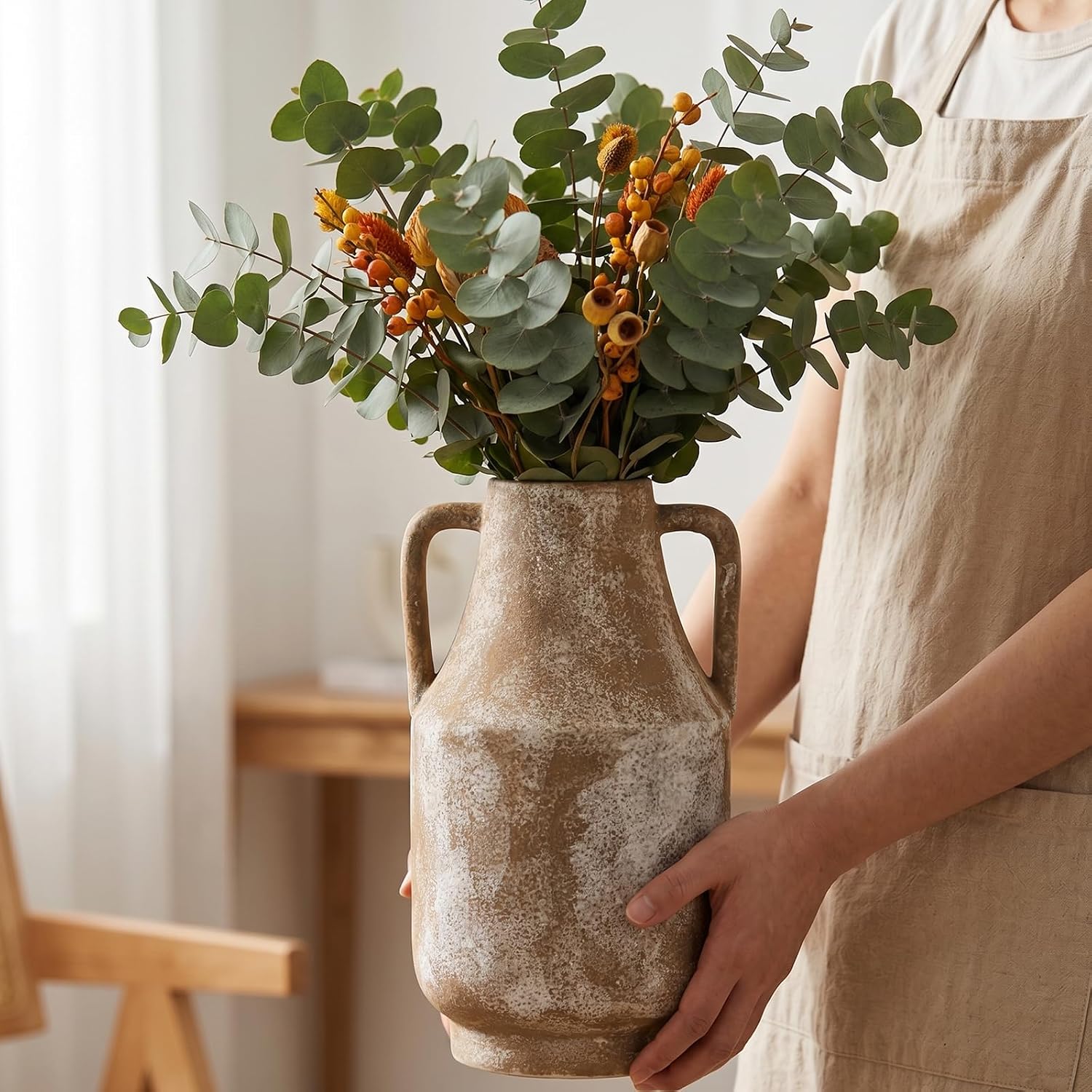 Ceramic Flower Vase / 1-terracotta/10.7 / 10.7 Inch