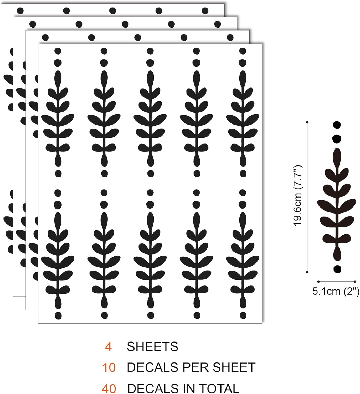 Peel and Stick Modern Boho Flower Stickers / Black