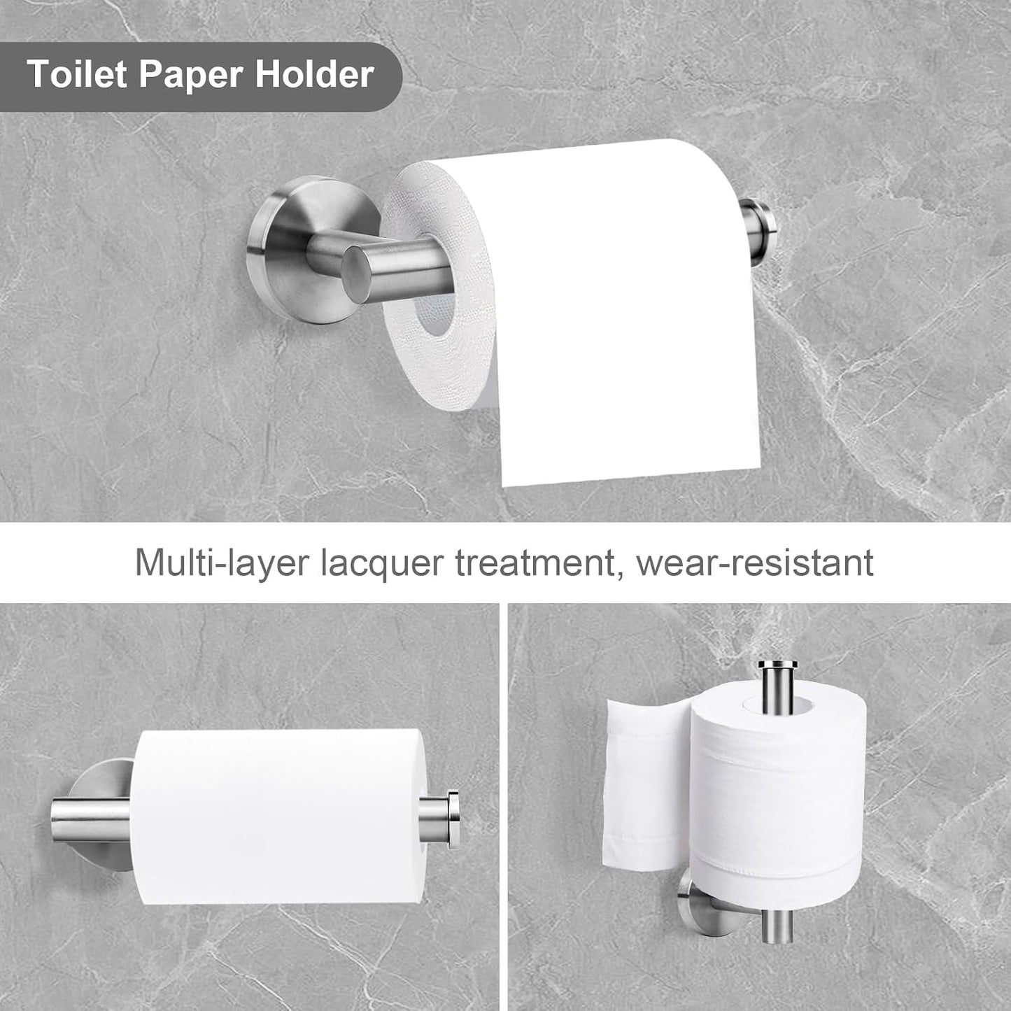 Brushed Nickel Bathroom Hardware Accessories Set 5 Piece, Stainless Steel Bath Towel Bar Set 24 Inch,Toilet Paper