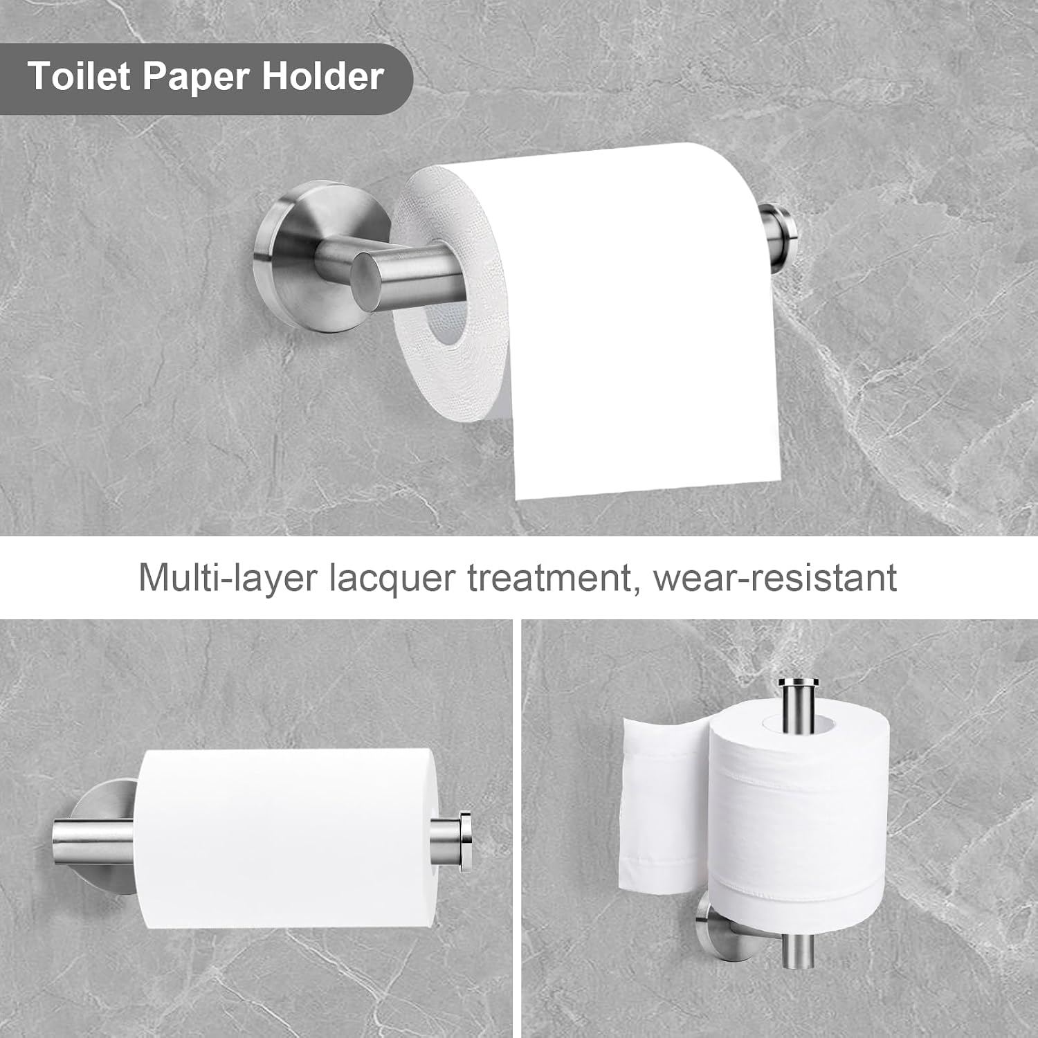 Brushed Nickel Bathroom Hardware Accessories Set 5 Piece, Stainless Steel Bath Towel Bar Set 24 Inch,Toilet Paper