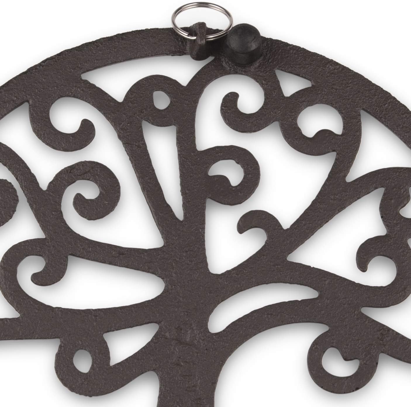GASARÉ, Cast Iron Trivet for Hot Dishes, Pots, and Pans, Metal Trivet, Tree of Life Design, Rubber Feet Caps, Ring
